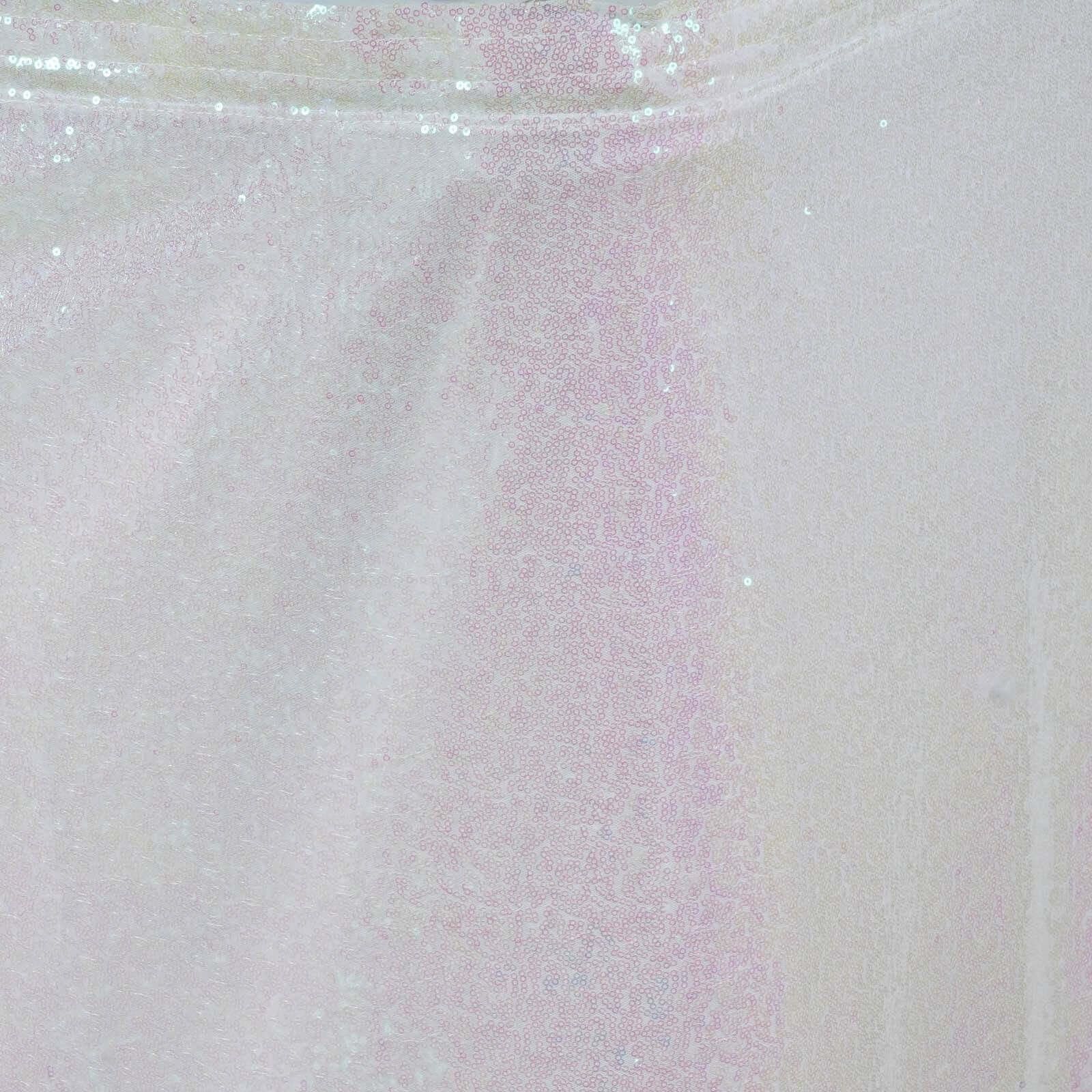 Sequin Table Skirt 21ft White Iridescent with Glitzy Design - Luxe Decor for Grand Events - Image 3