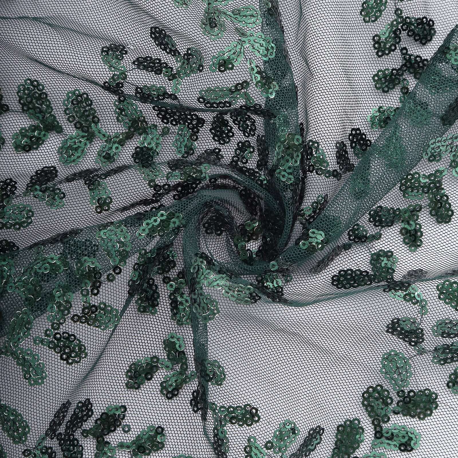 Sequin Tulle Napkin 20"x20" Hunter Emerald Green - Embroidered Leaf Vine Dinner Napkins - Image 10