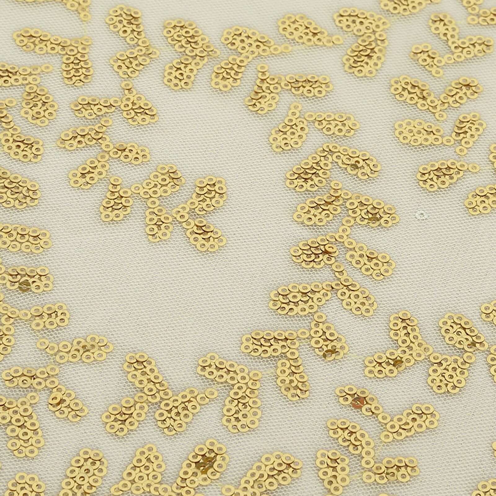 Sequin Tulle Table Overlay 72"x72" Gold Leaf Embroidered Design Perfect for Weddings and Upscale Events - Image 8