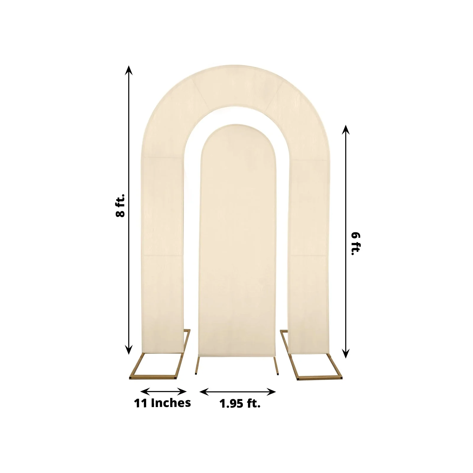 Set of 2 Beige Spandex Fitted Wedding Arch Covers for Round Top and Double Arch Chiara Backdrop Stands - 6ft,8ft - Image 3