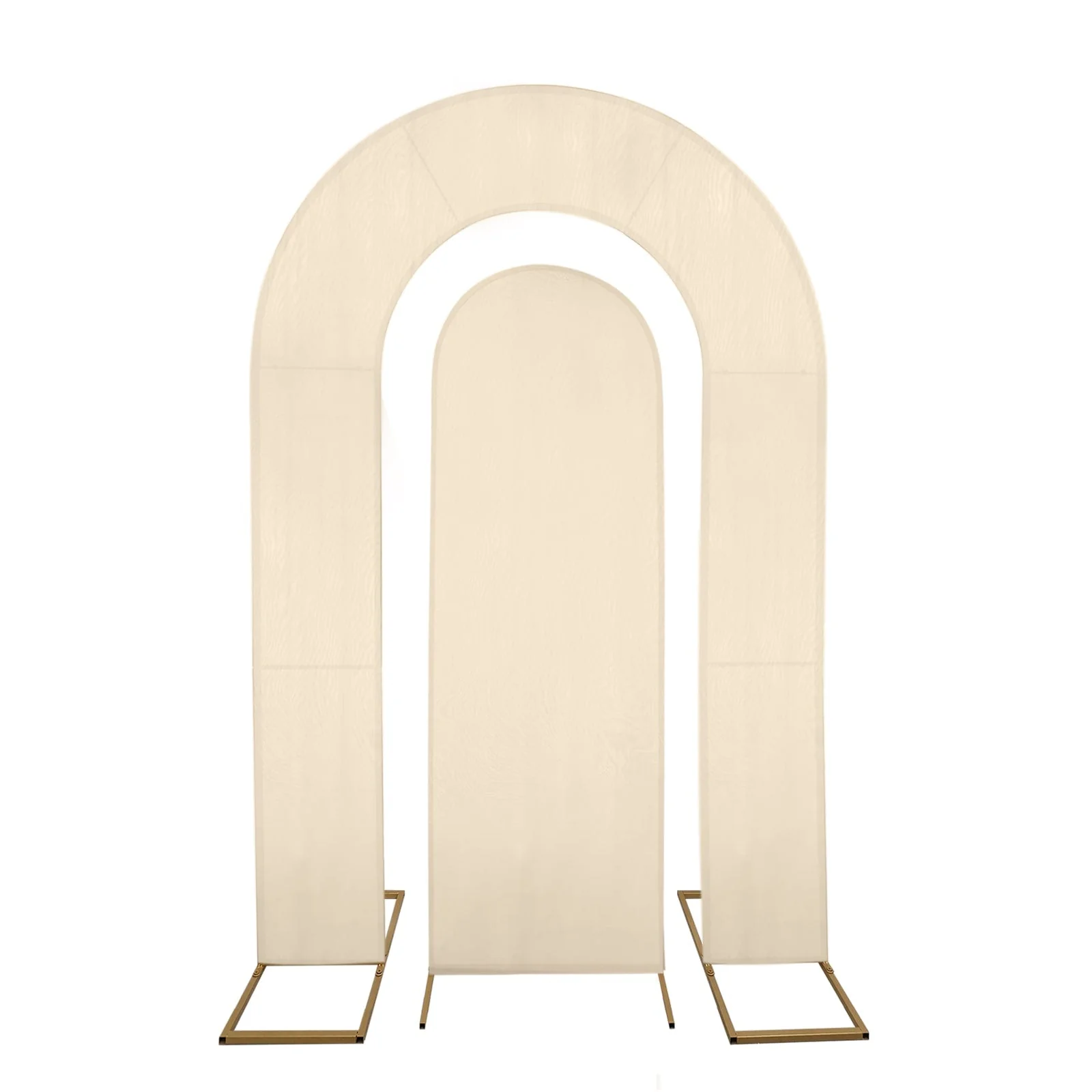 Set of 2 Beige Spandex Fitted Wedding Arch Covers for Round Top and Double Arch Chiara Backdrop Stands - 6ft,8ft - Image 6