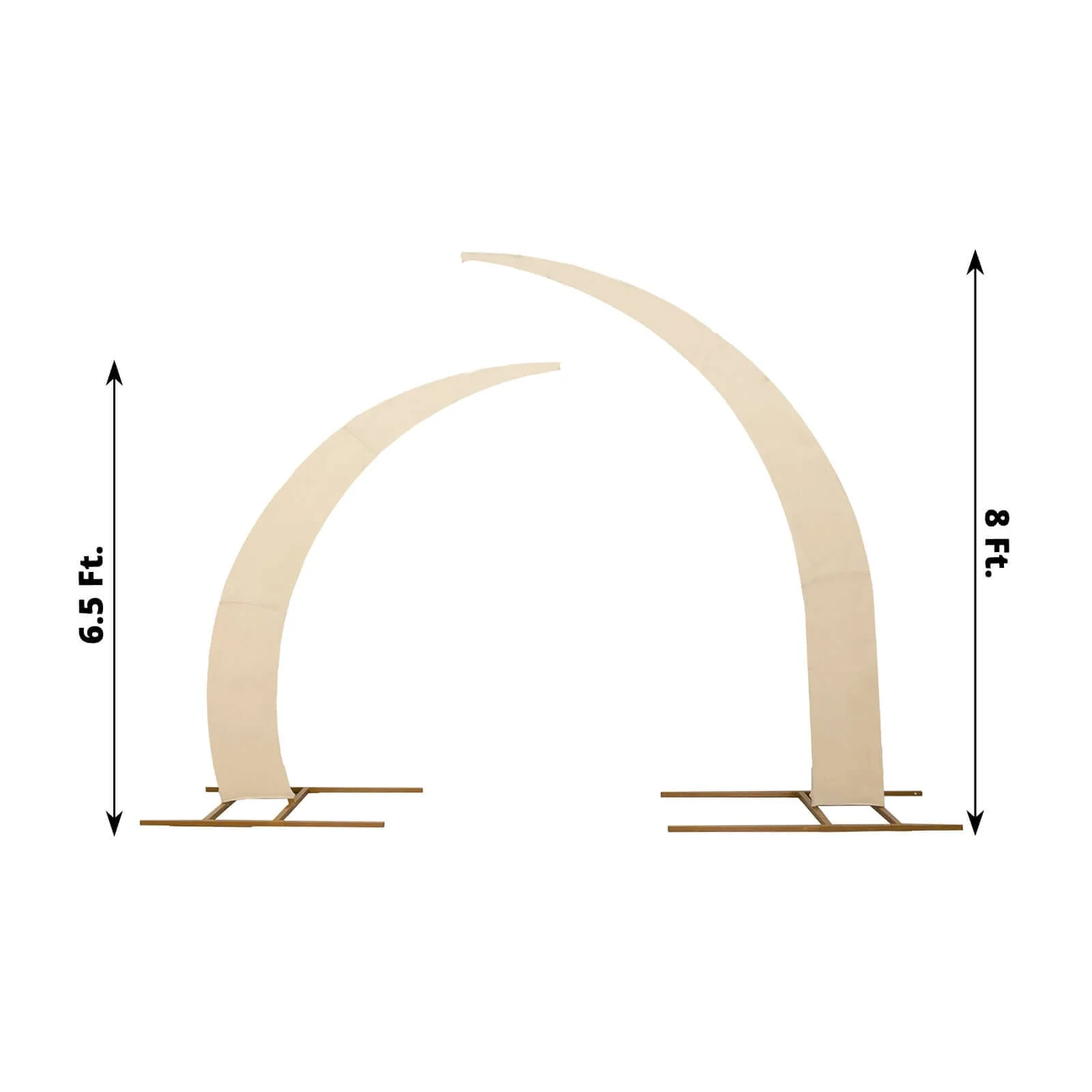 Set of 2 Beige Spandex Half Crescent Moon Wedding Arch Covers, Custom Fitted Backdrop Stand Cover for Curved Arbor Flower Balloon Frame - Image 3
