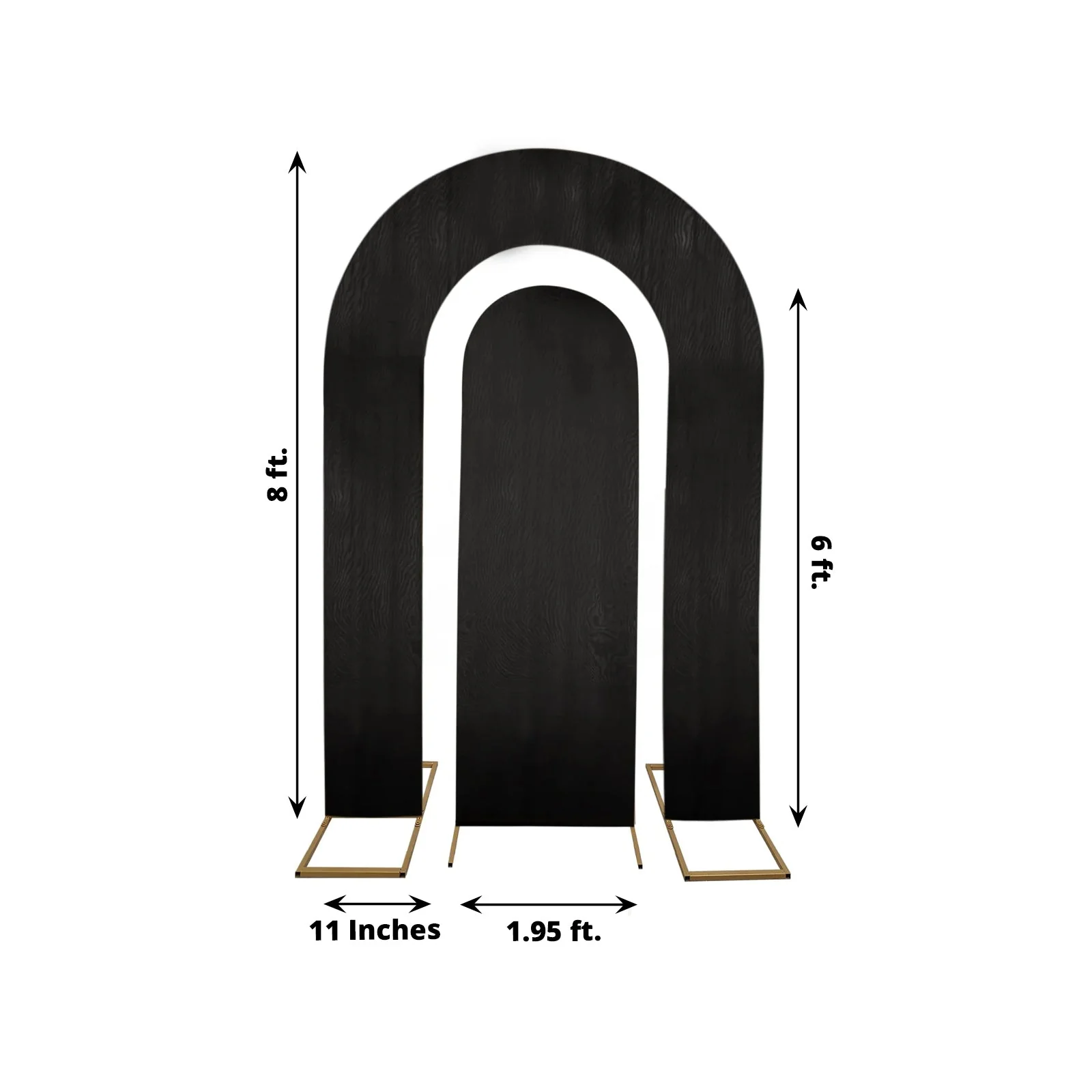 Set of 2 Black Spandex Fitted Wedding Arch Covers for Round Top and Double Arch Chiara Backdrop Stands - 6ft,8ft - Image 3