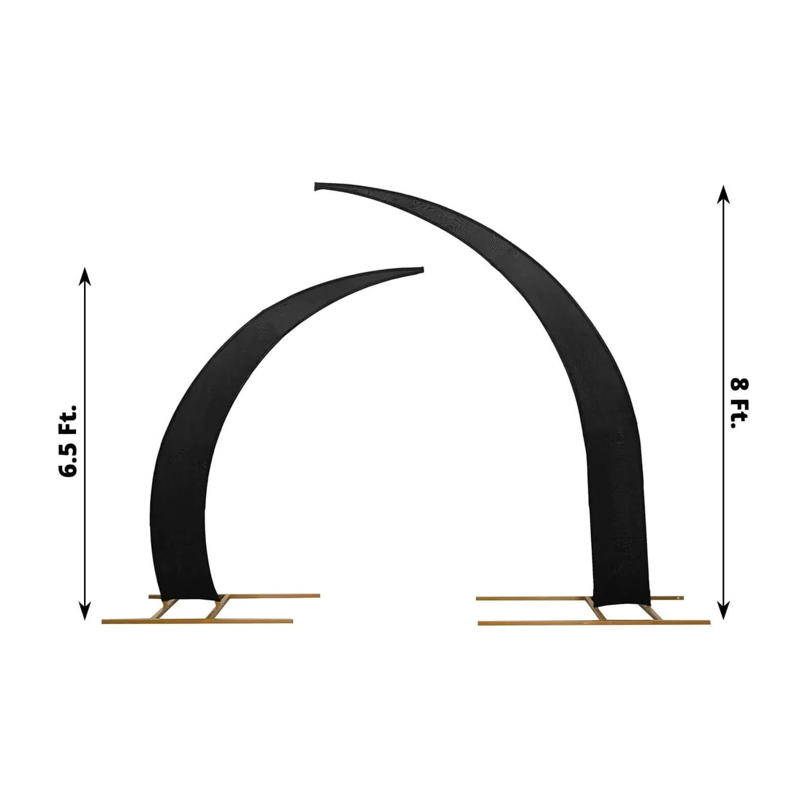 Set of 2 Black Spandex Half Crescent Moon Wedding Arch Covers, Custom Fitted Backdrop Stand Cover for Curved Arbor Flower Balloon Frame - Image 3