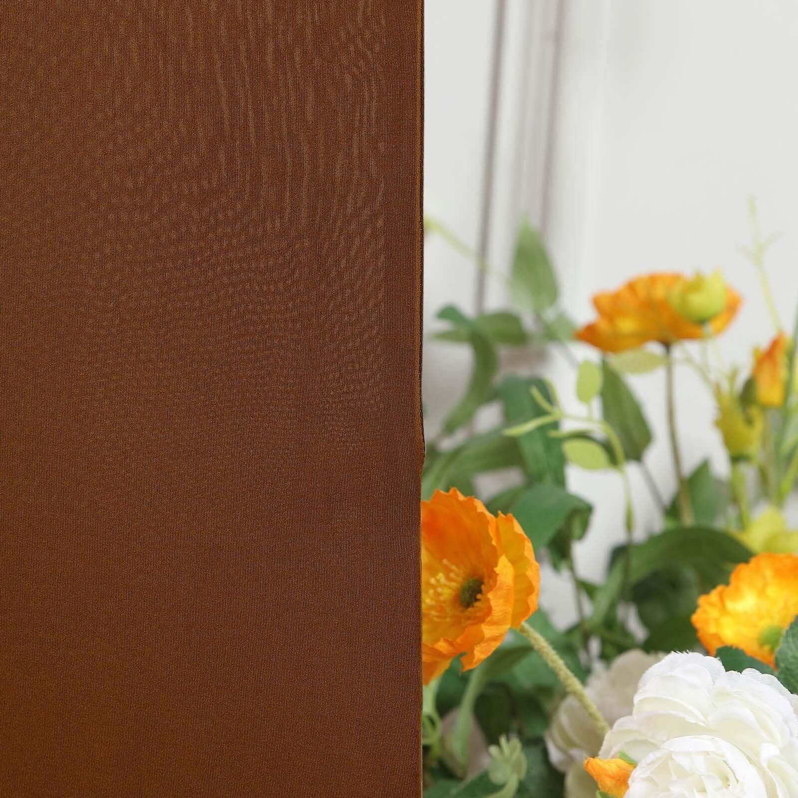 Set of 2 Brown Spandex Fitted Wedding Arch Covers for Round Top and Double Arch Chiara Backdrop Stands - 6ft,8ft - Image 2