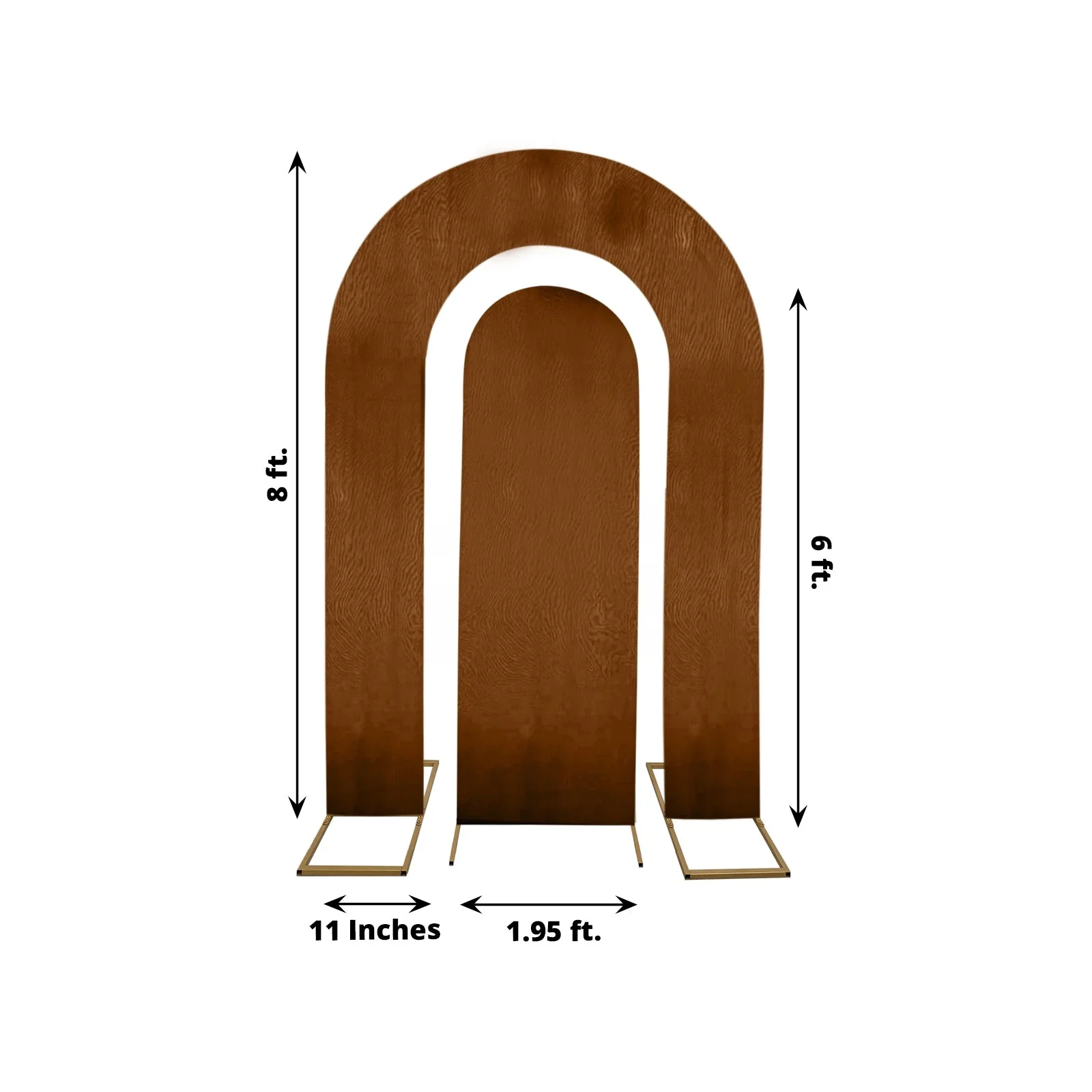 Set of 2 Brown Spandex Fitted Wedding Arch Covers for Round Top and Double Arch Chiara Backdrop Stands - 6ft,8ft - Image 3