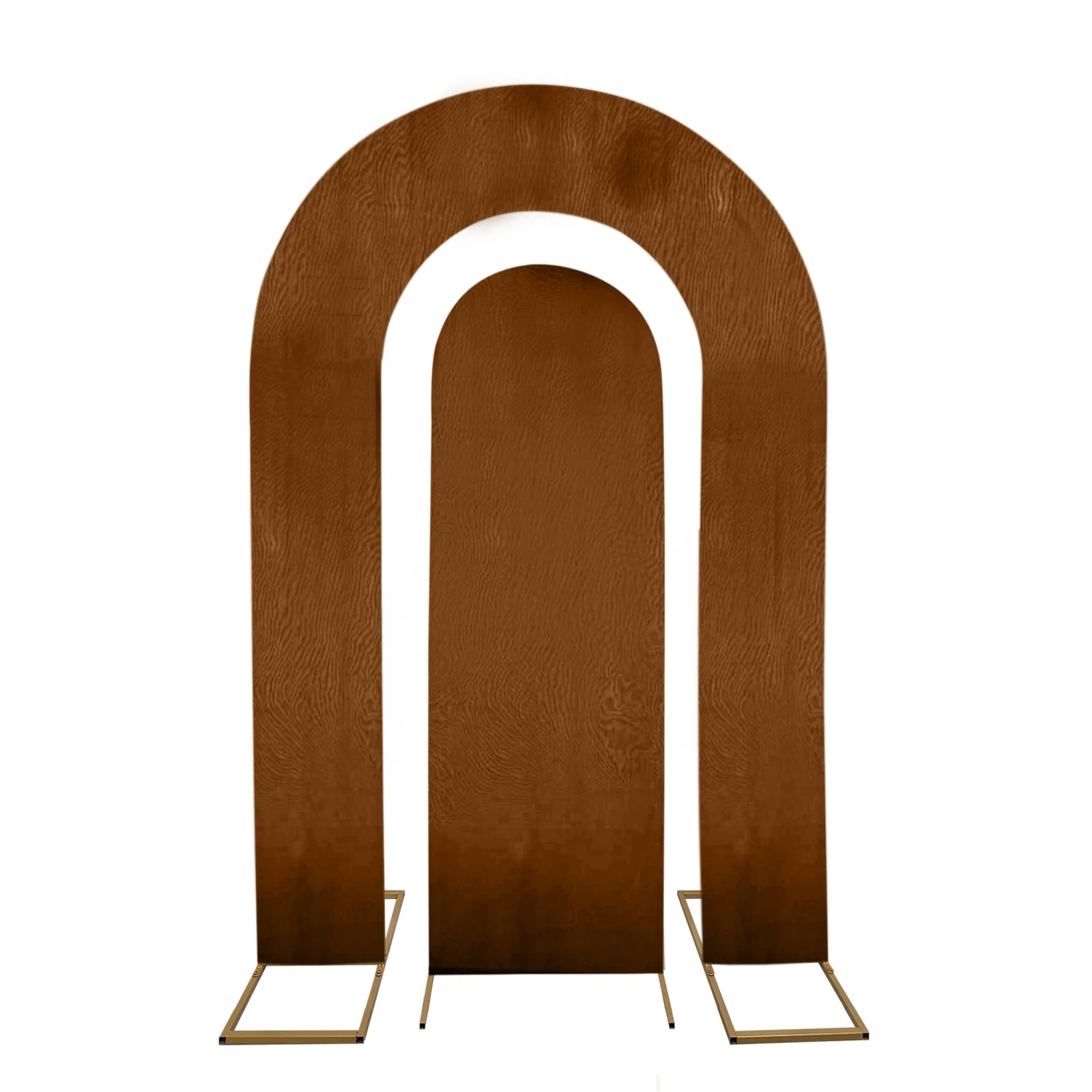 Set of 2 Brown Spandex Fitted Wedding Arch Covers for Round Top and Double Arch Chiara Backdrop Stands - 6ft,8ft - Image 6