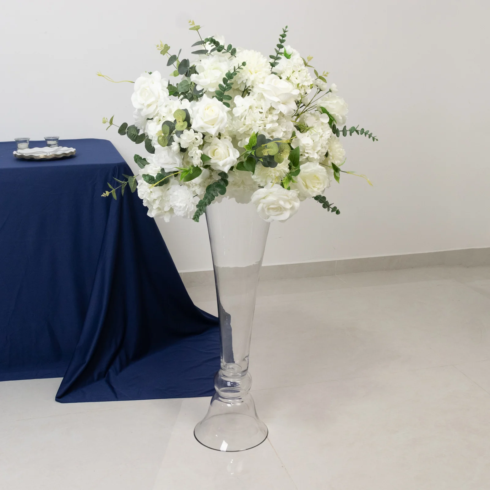 Set of 2 Glass Trumpet Vases Reversible Clarinet Style 30" Clear - Sophisticated Wedding Floral Centerpieces - Image 2