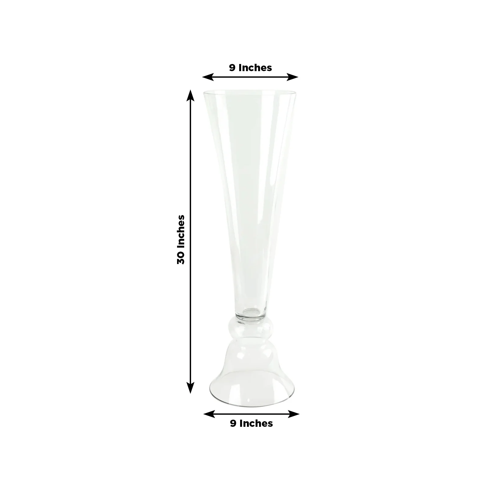 Set of 2 Glass Trumpet Vases Reversible Clarinet Style 30" Clear - Sophisticated Wedding Floral Centerpieces - Image 3