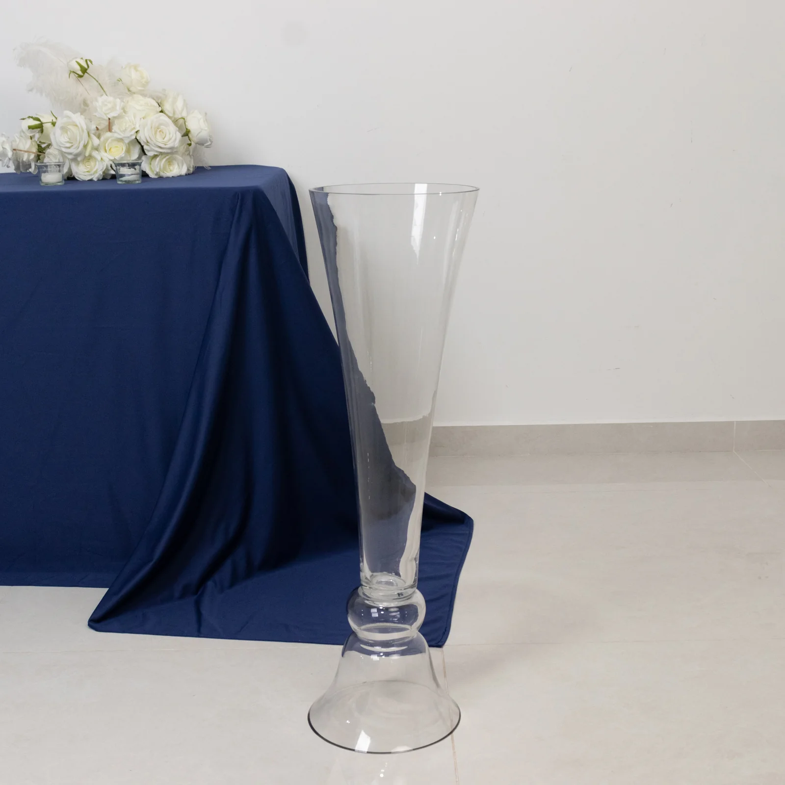 Set of 2 Glass Trumpet Vases Reversible Clarinet Style 30" Clear - Sophisticated Wedding Floral Centerpieces - Image 4