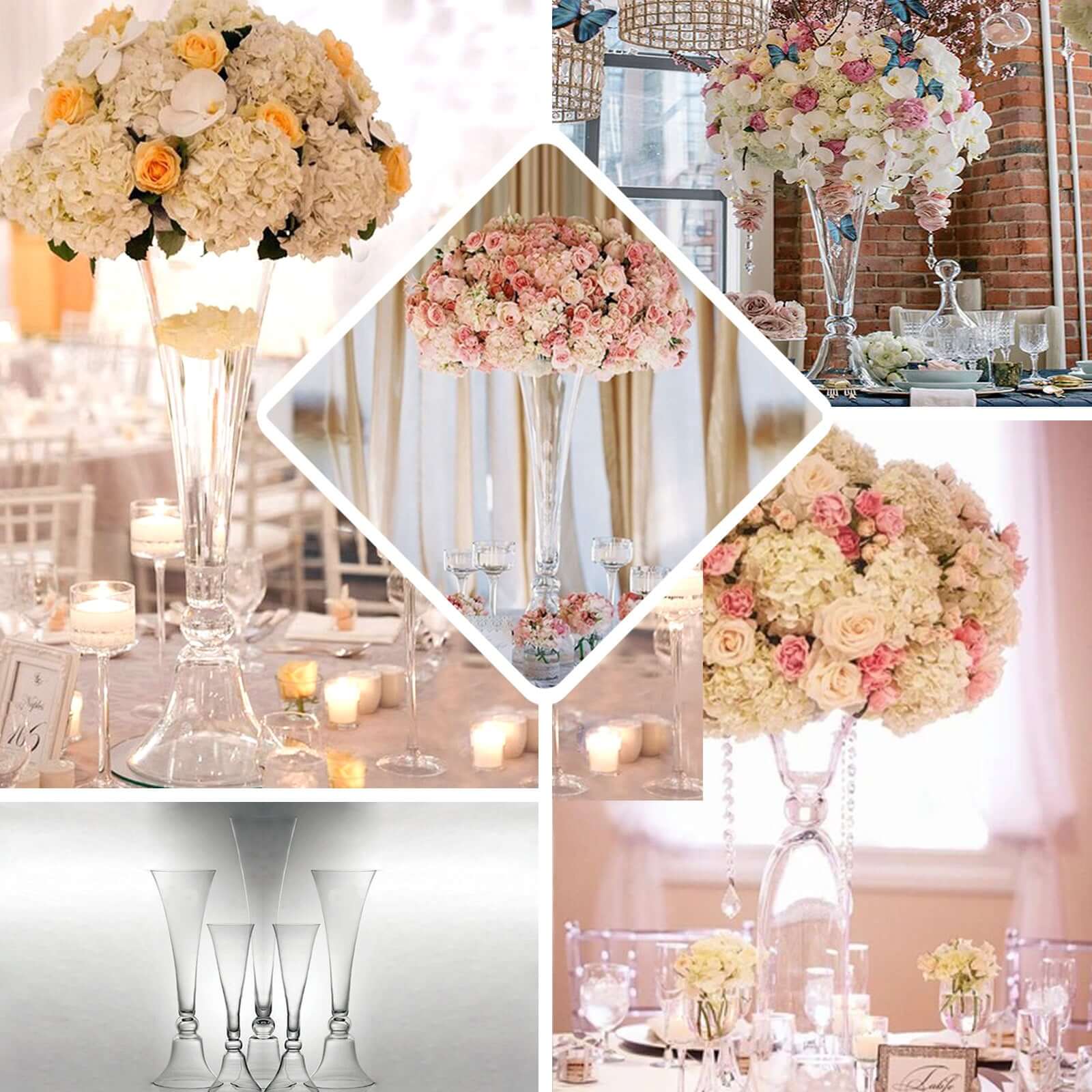 Set of 2 Glass Trumpet Vases Reversible Clarinet Style 30" Clear - Sophisticated Wedding Floral Centerpieces - Image 7