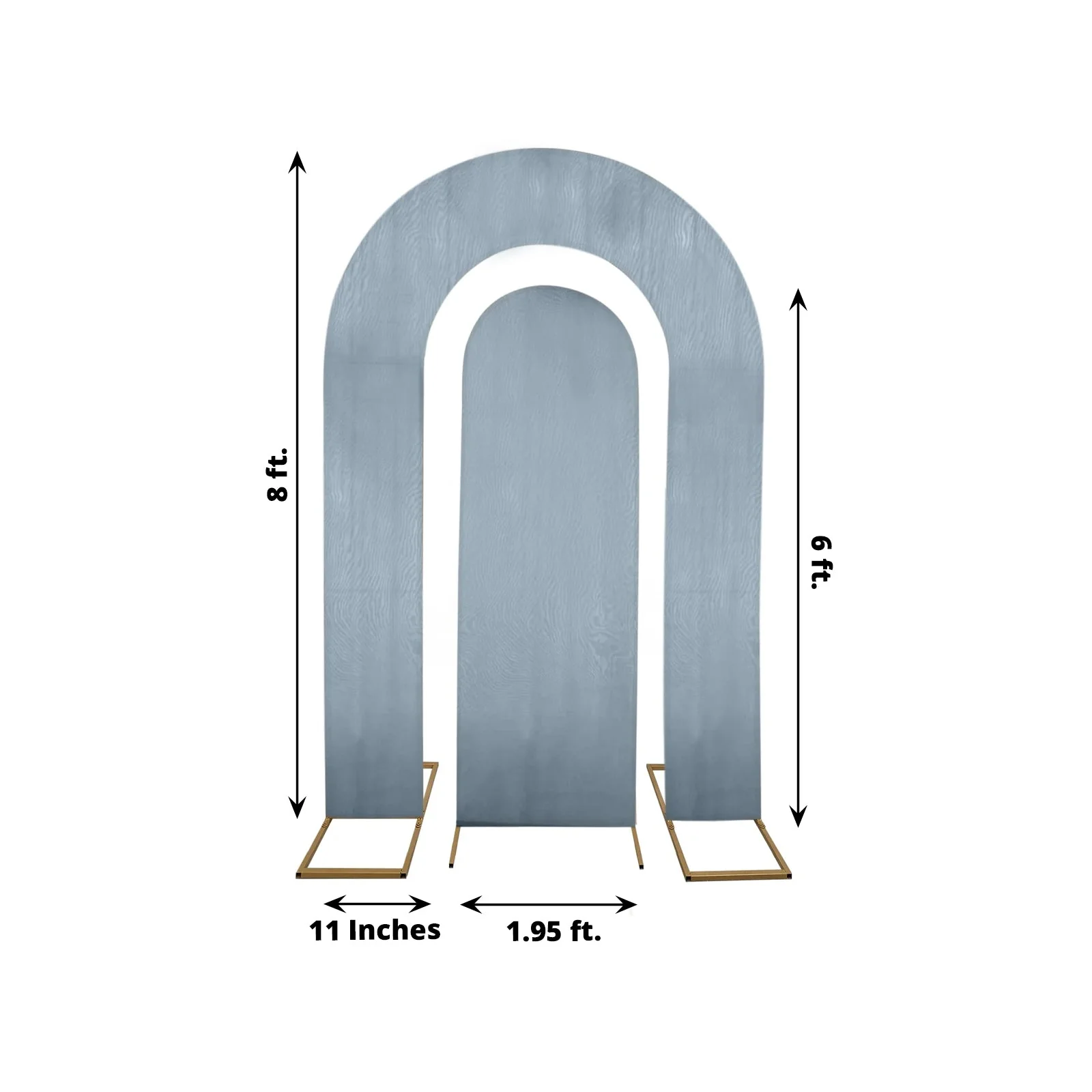 Set of 2 Dusty Blue Spandex Fitted Wedding Arch Covers for Round Top and Double Arch Chiara Backdrop Stands - 6ft,8ft - Image 3