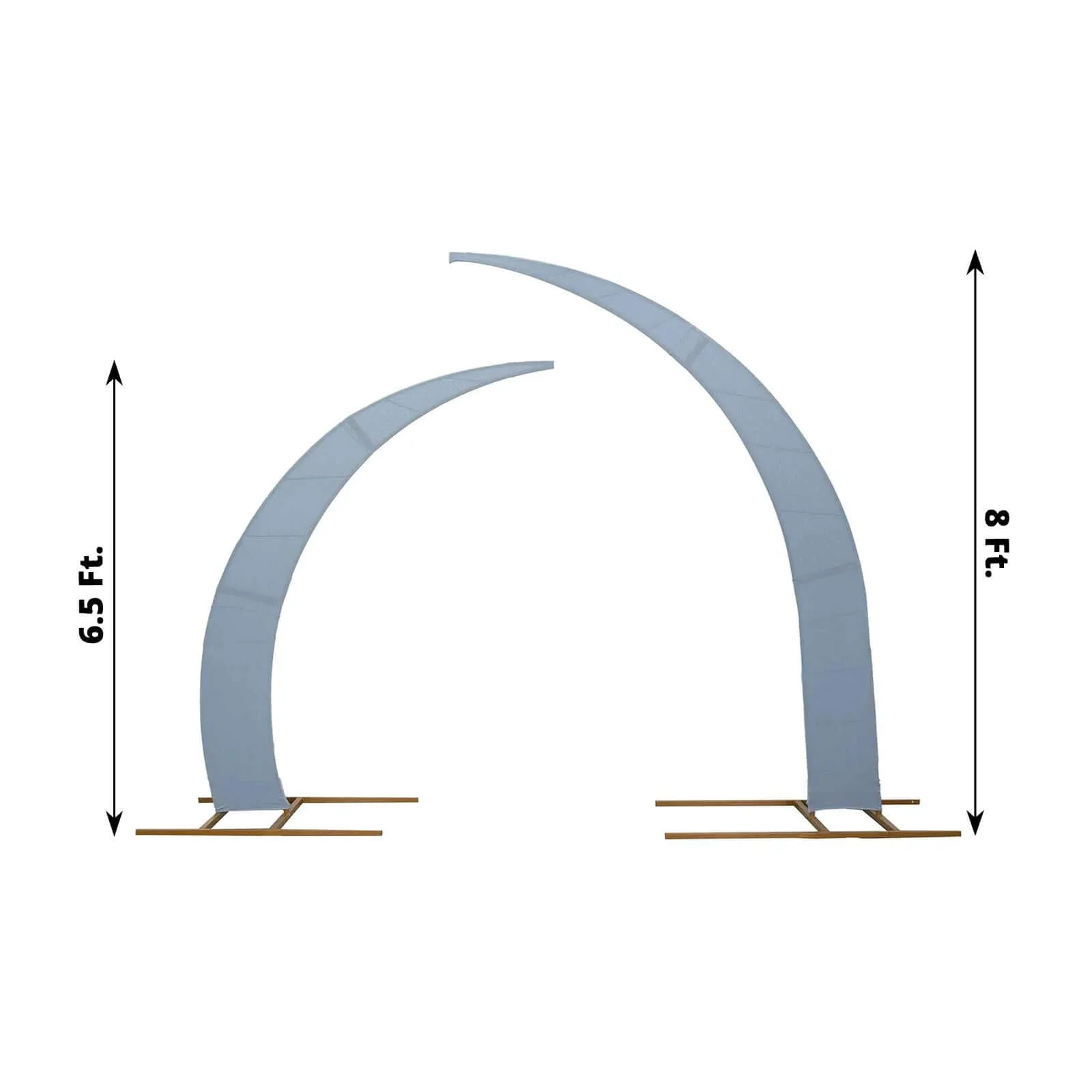 Set of 2 Dusty Blue Spandex Half Crescent Moon Wedding Arch Covers, Custom Fitted Backdrop Stand Cover for Curved Arbor Flower Balloon Frame - Image 3