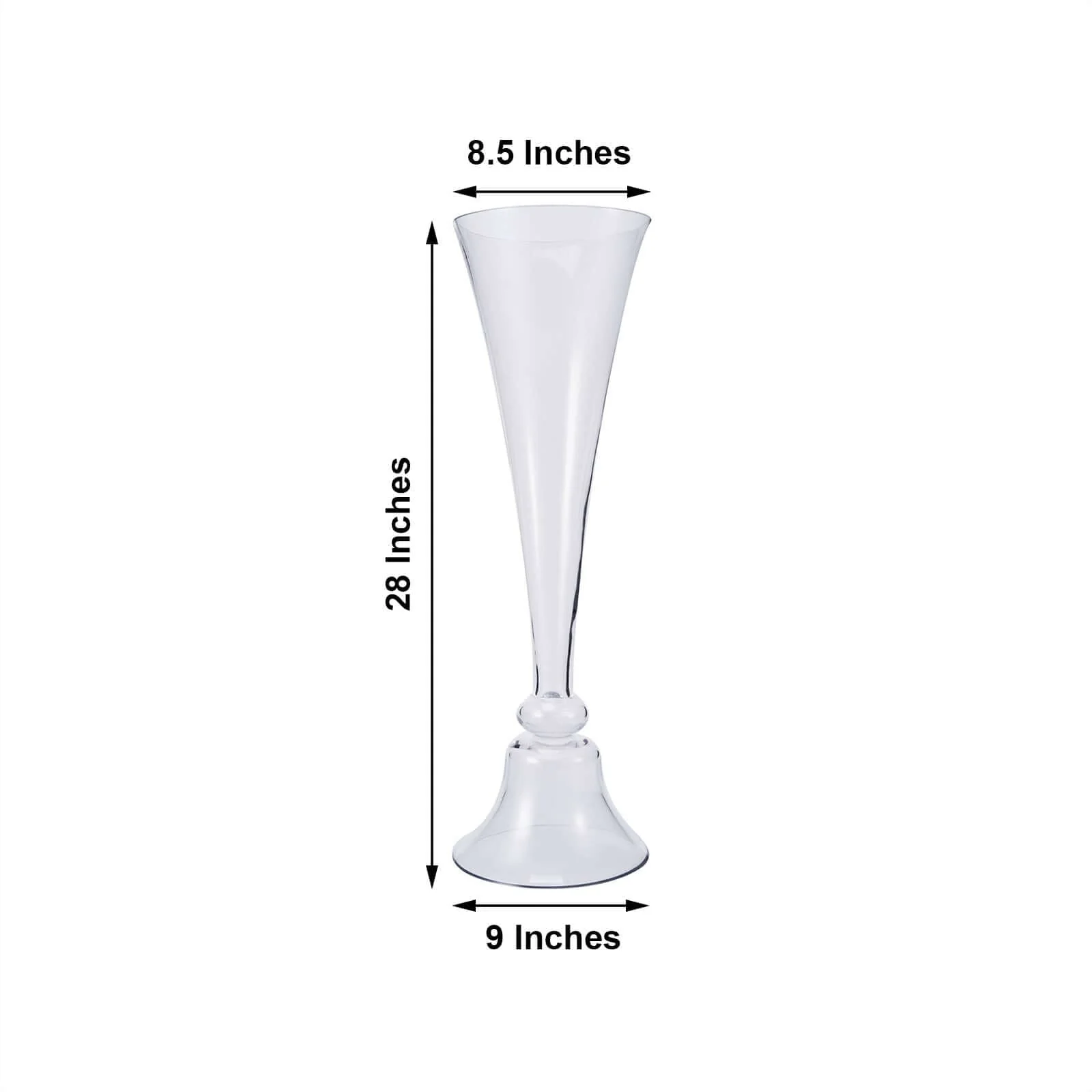 Set of 2 Glass Trumpet Vases Reversible Clarinet Style 28" Clear - Sophisticated Wedding Floral Centerpieces - Image 3