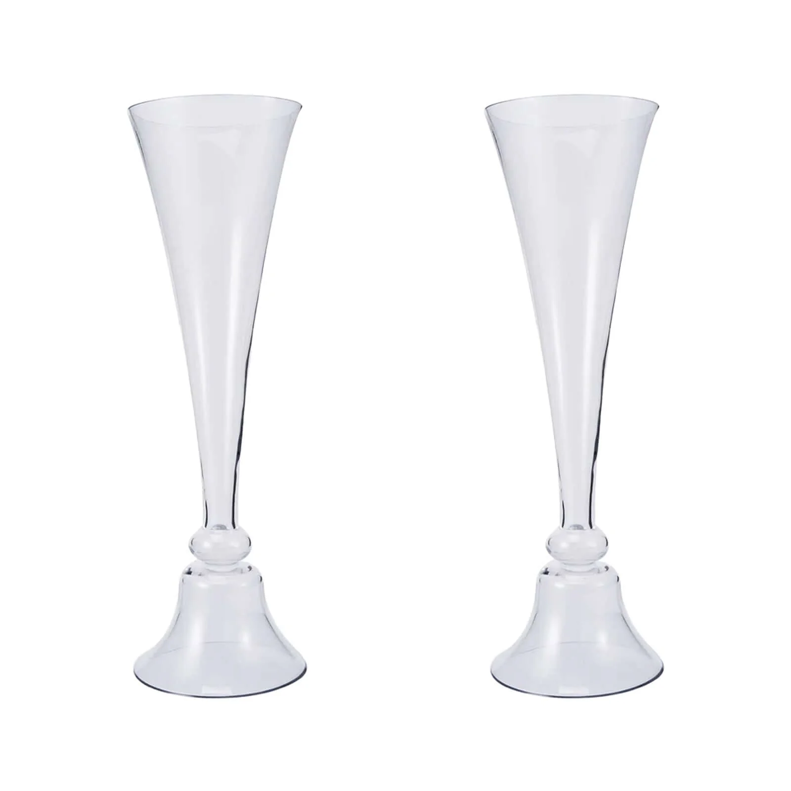 Set of 2 Glass Trumpet Vases Reversible Clarinet Style 28" Clear - Sophisticated Wedding Floral Centerpieces - Image 6