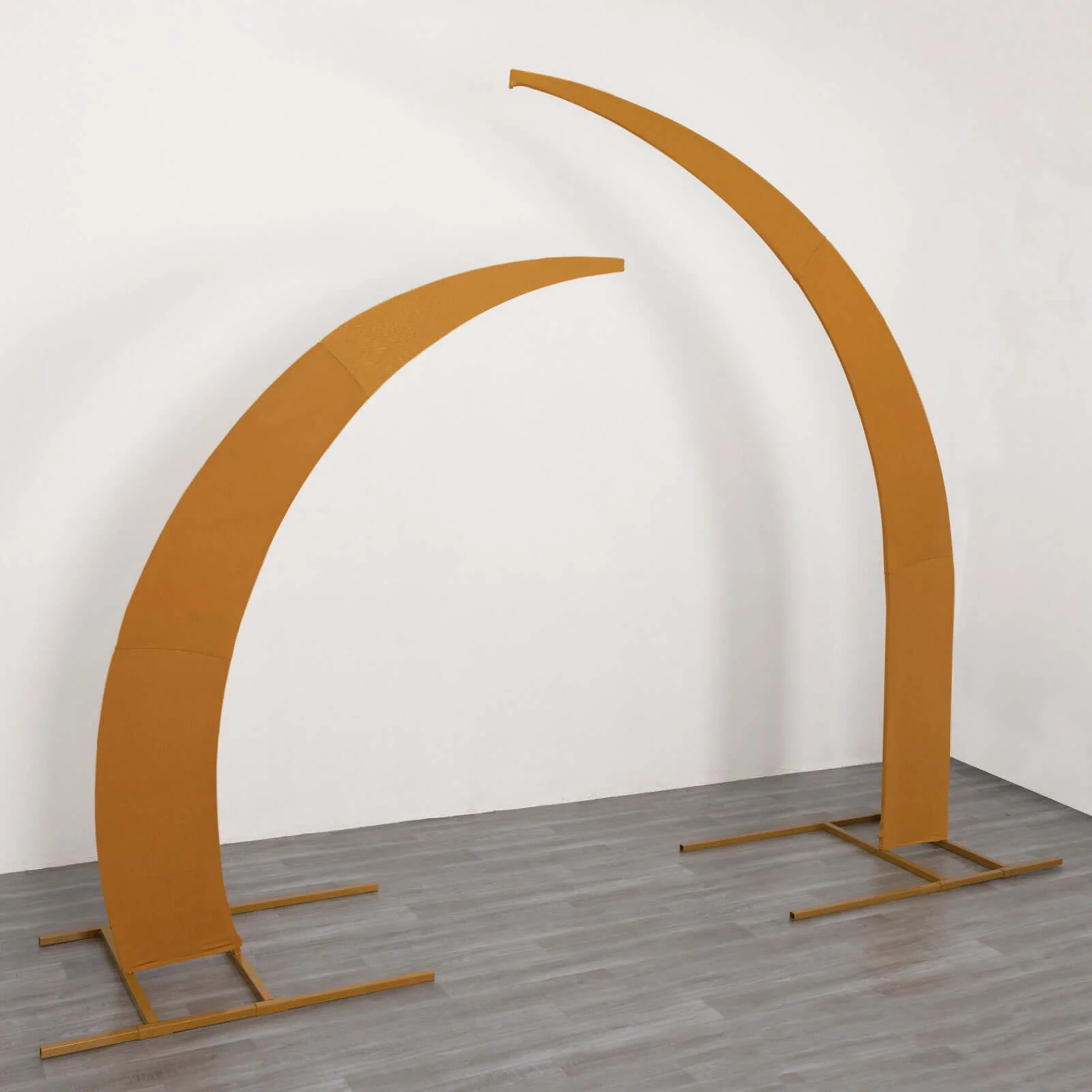 Set of 2 Gold Spandex Half Crescent Moon Wedding Arch Covers, Custom Fitted Backdrop Stand Cover for Curved Arbor Flower Balloon Frame - Image 11
