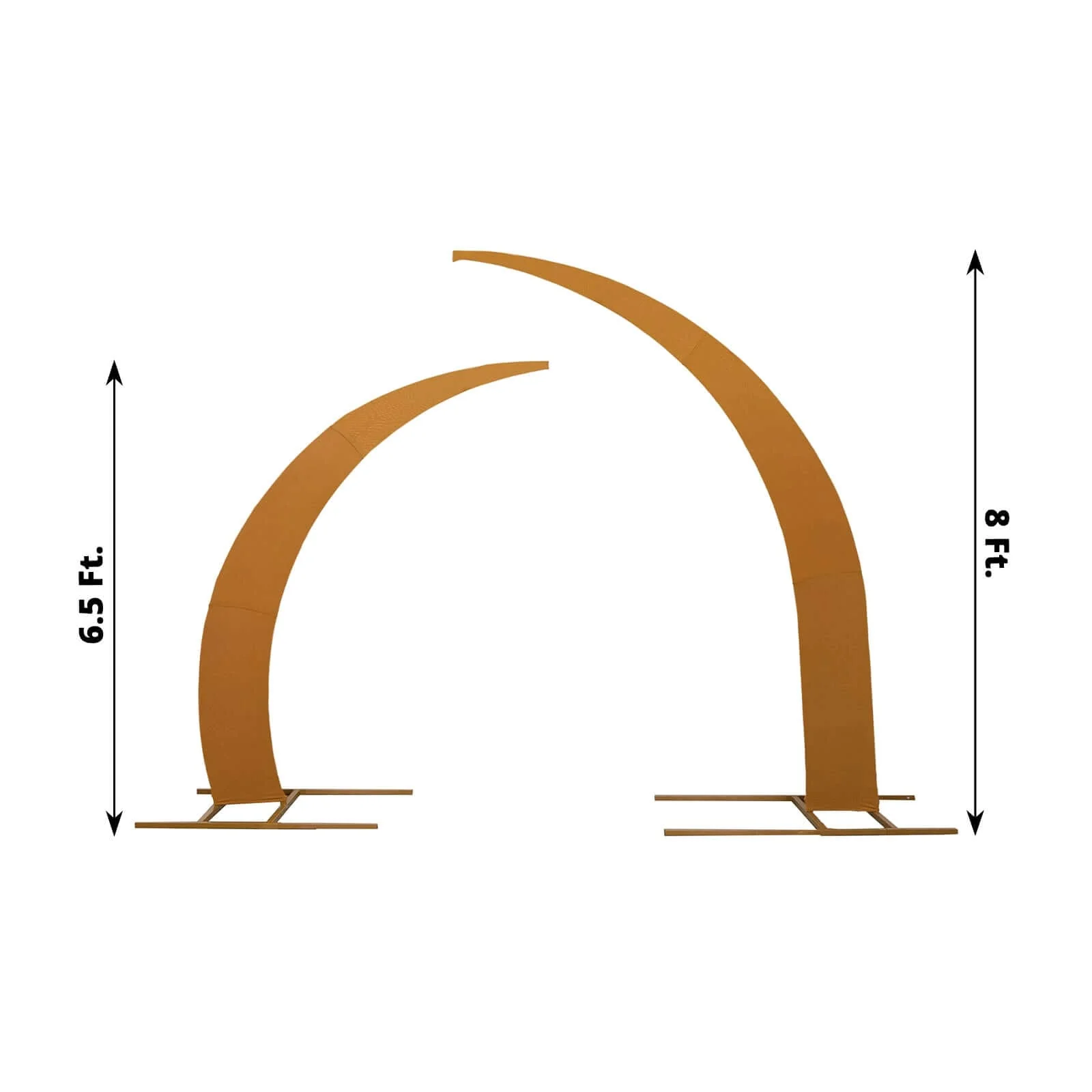 Set of 2 Gold Spandex Half Crescent Moon Wedding Arch Covers, Custom Fitted Backdrop Stand Cover for Curved Arbor Flower Balloon Frame - Image 3