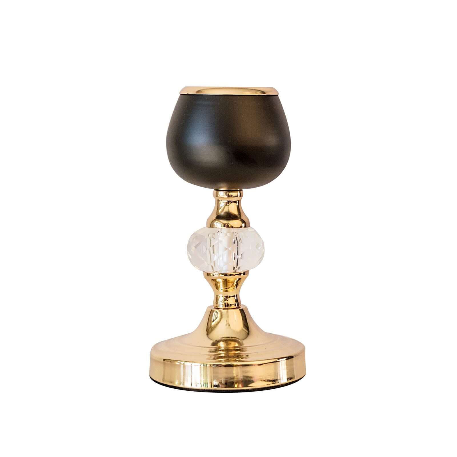 Set of 2 Metal Crystal Lamp Gold/Black Votive Candle Holders 7", 11" - Tealight Stands for Chic Events - Image 8