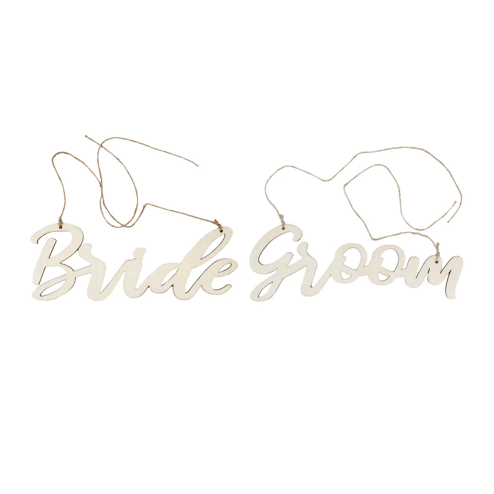 Set of 2 Natural Wood Bride and Groom Chair Signs 12"x5" - Rustic Calligraphy Hanging Wedding Decor & Photo Booth Props - Image 6