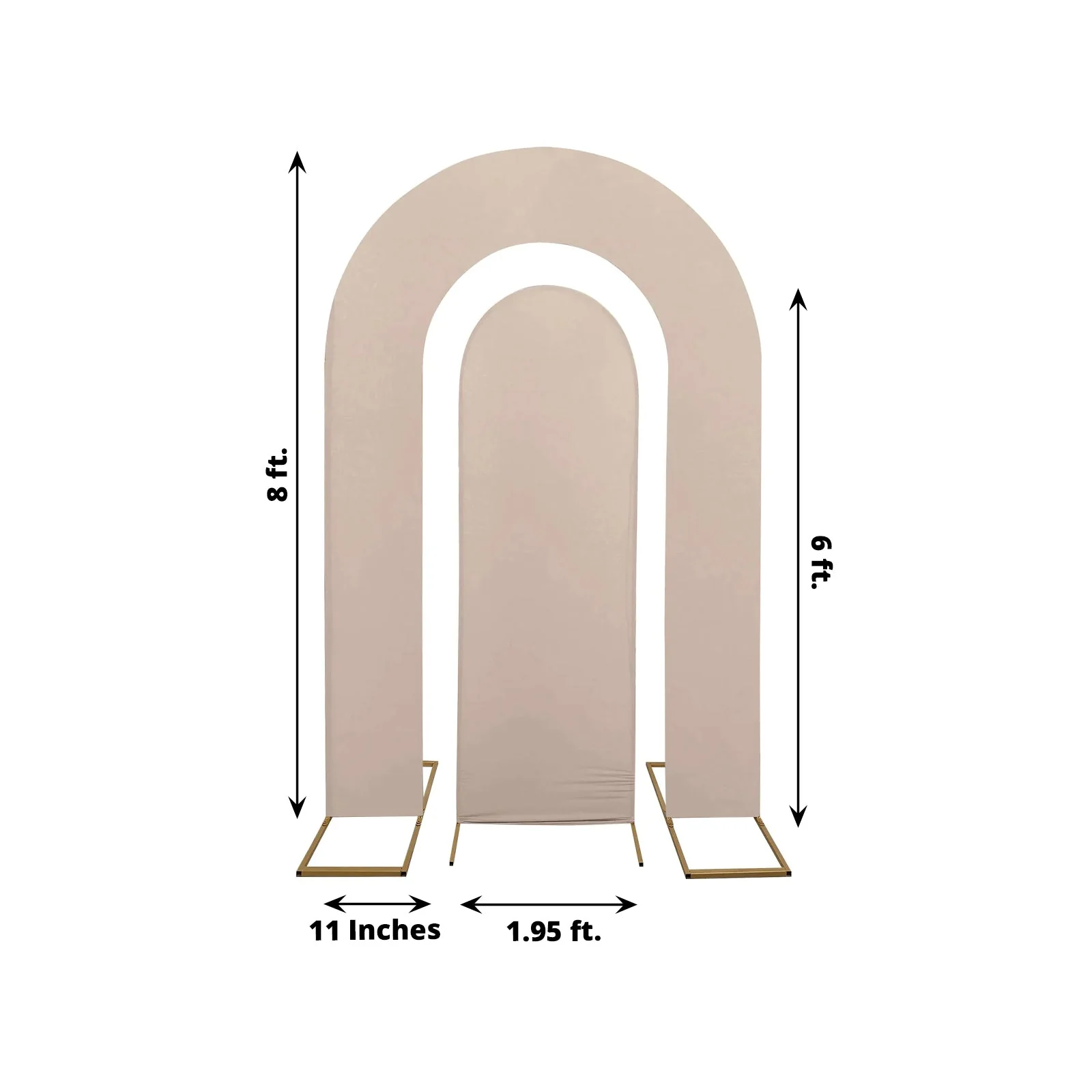 Set of 2 Nude Spandex Fitted Wedding Arch Covers for Round Top and Double Arch Chiara Backdrop Stands - 6ft,8ft - Image 3