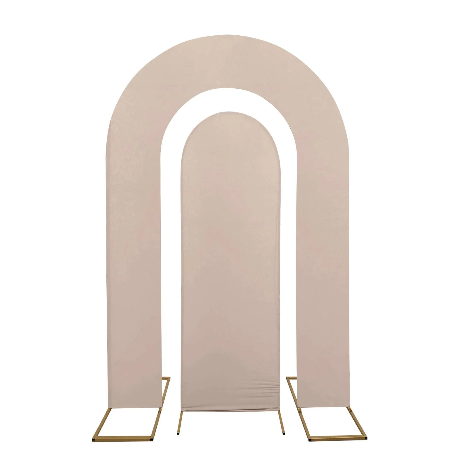 Set of 2 Nude Spandex Fitted Wedding Arch Covers for Round Top and Double Arch Chiara Backdrop Stands - 6ft,8ft - Image 6