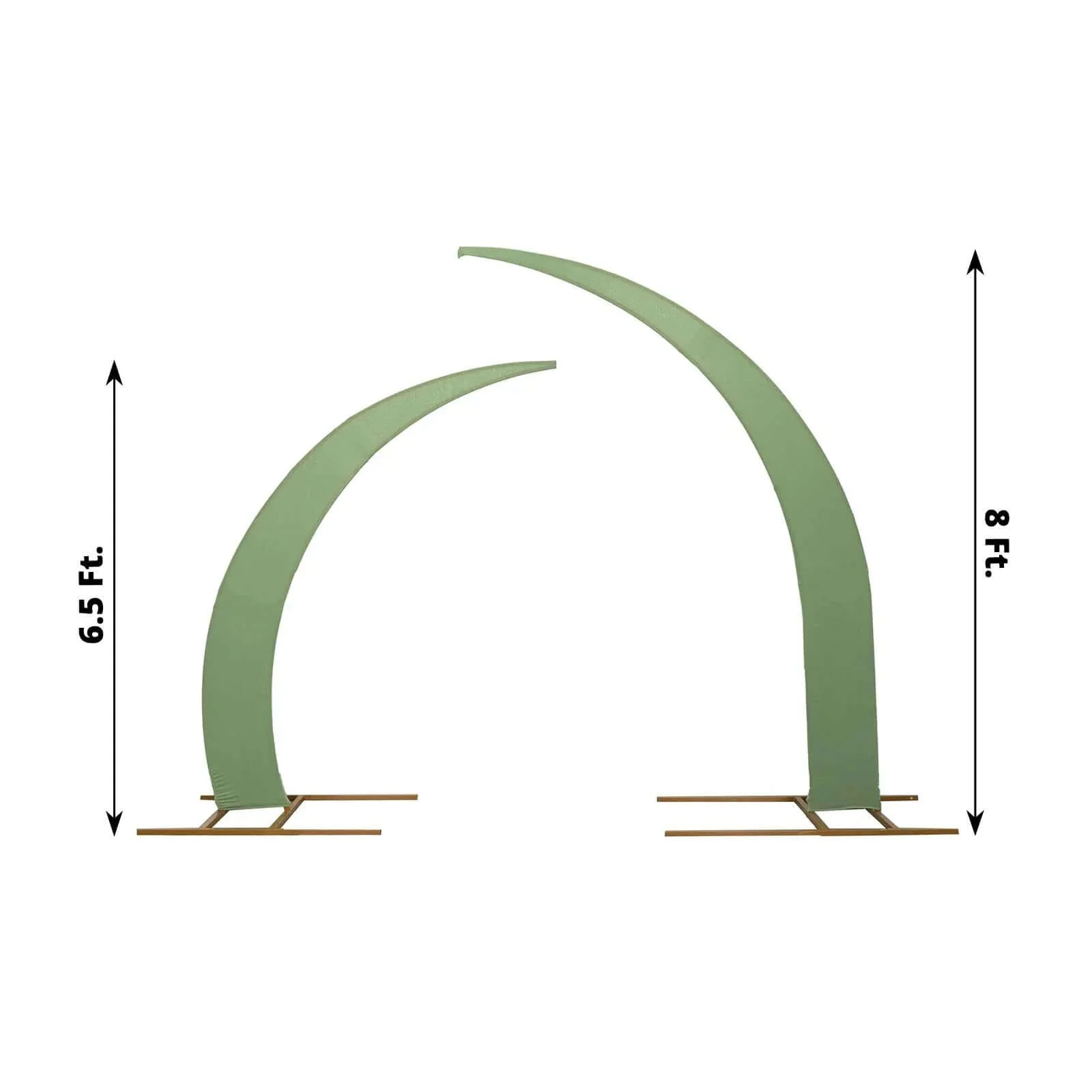 Set of 2 Sage Green Spandex Half Crescent Moon Wedding Arch Covers, Custom Fitted Backdrop Stand Cover for Curved Arbor Flower Balloon Frame - Image 3