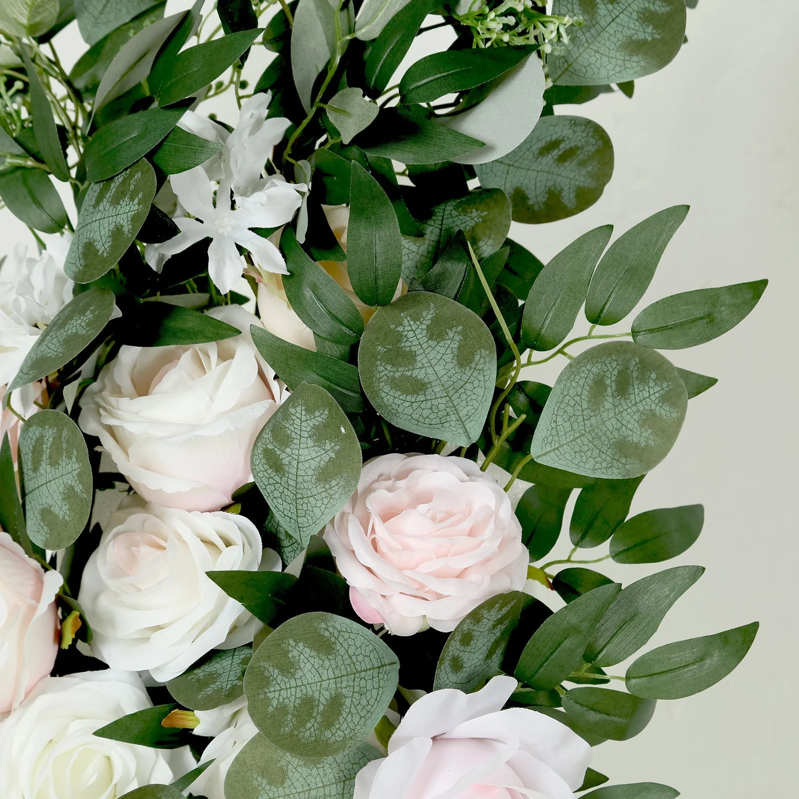 Set of 2 Silk Rose Floral Swag Wedding Arch Decor in Cream Blush with Eucalyptus Leaves, Large Artificial Flower Arrangement Garlands - 24",42" - Image 6