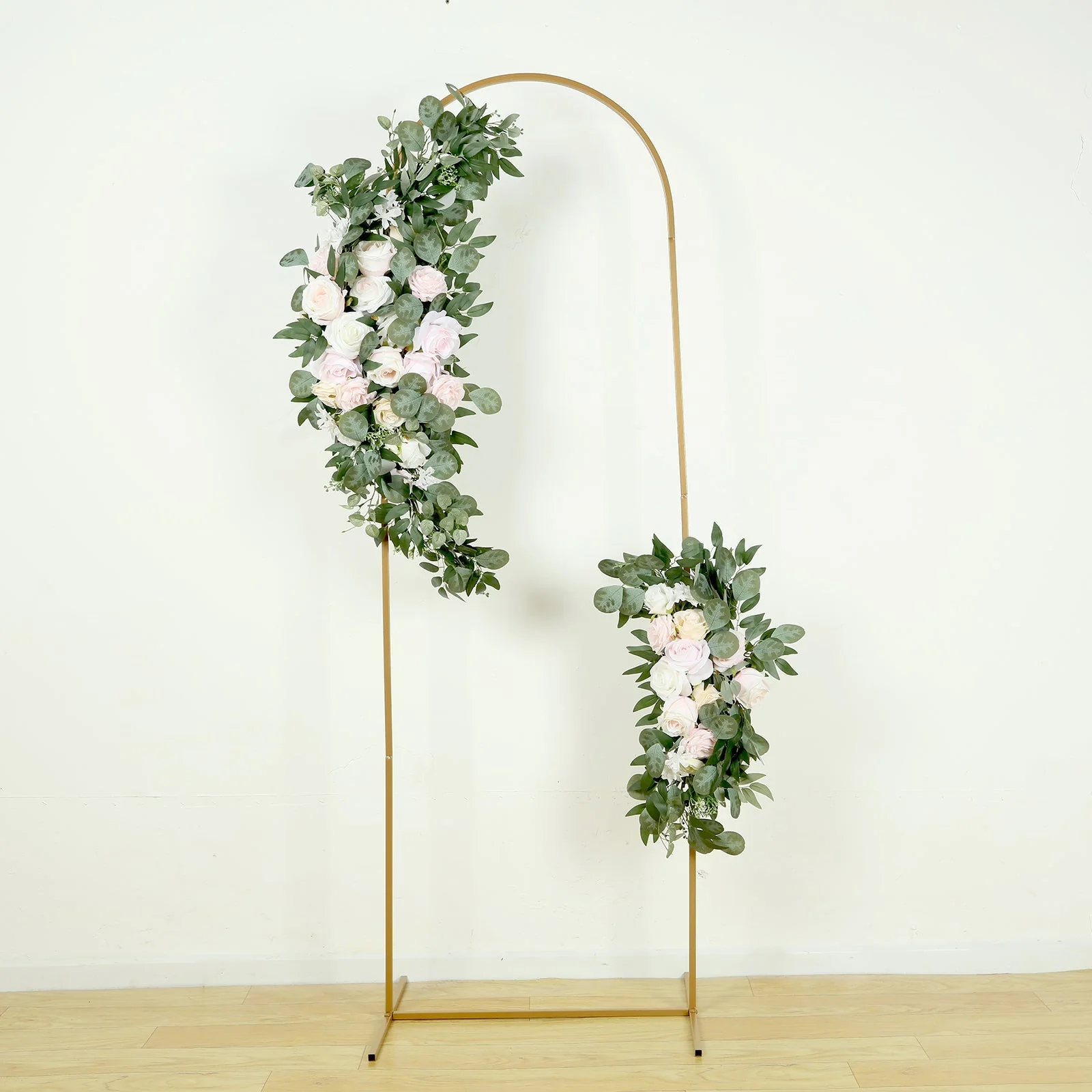 Set of 2 Silk Rose Floral Swag Wedding Arch Decor in Cream Blush with Eucalyptus Leaves, Large Artificial Flower Arrangement Garlands - 24",42" - Image 7