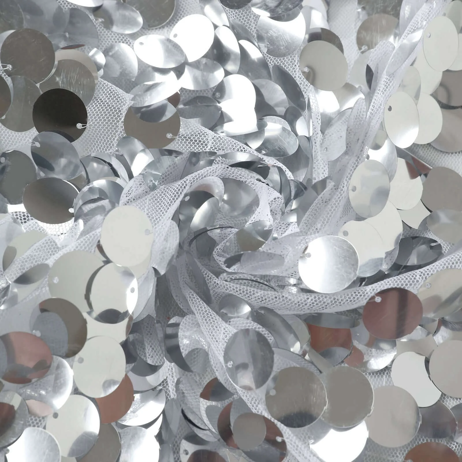 Set of 2 Silver Big Sequin Wedding Arch Covers for Round Top and Double Arch Chiara Backdrop Stands - 6ft,8ft - Image 5
