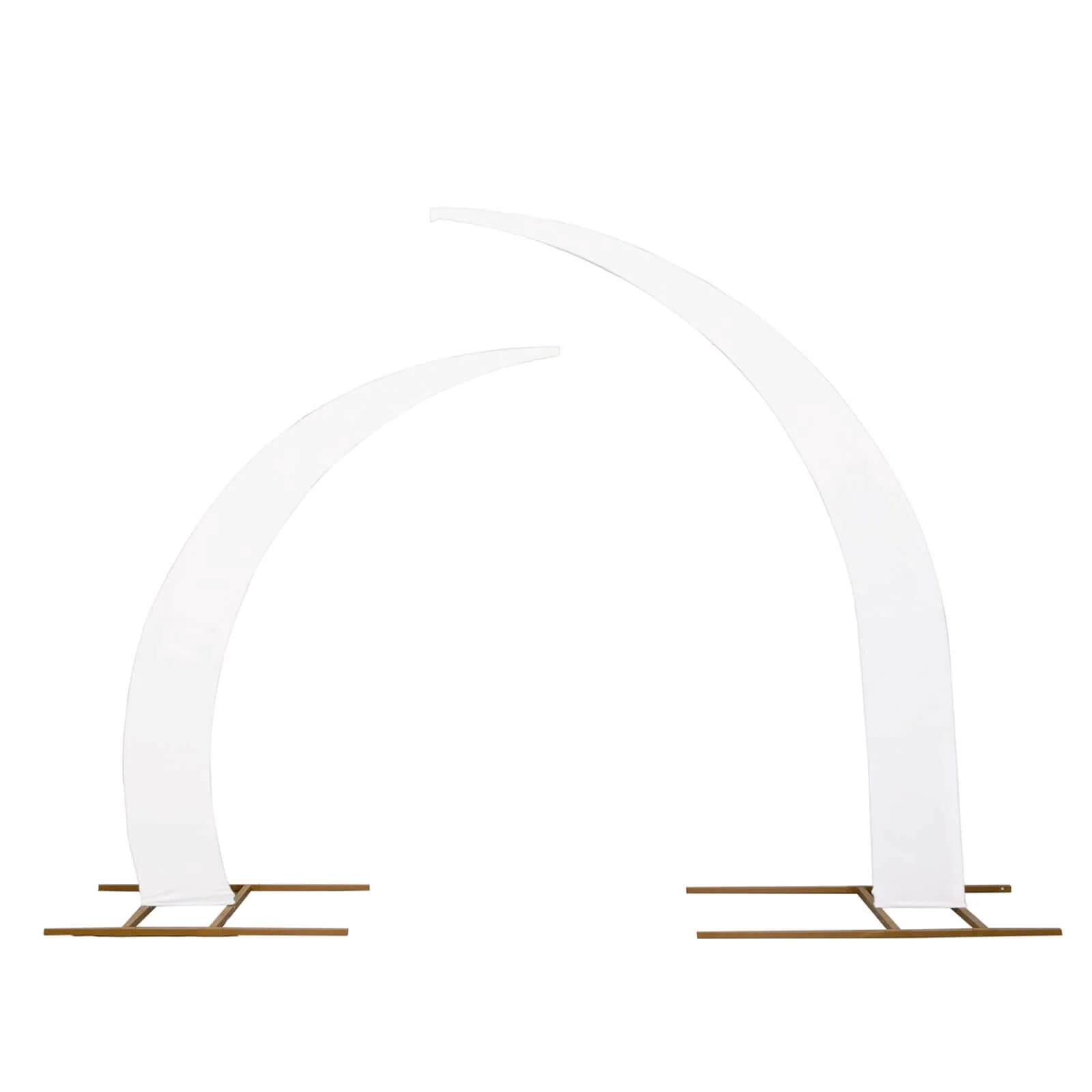 Set of 2 White Spandex Half Crescent Moon Wedding Arch Covers, Custom Fitted Backdrop Stand Cover for Curved Arbor Flower Balloon Frame - Image 8