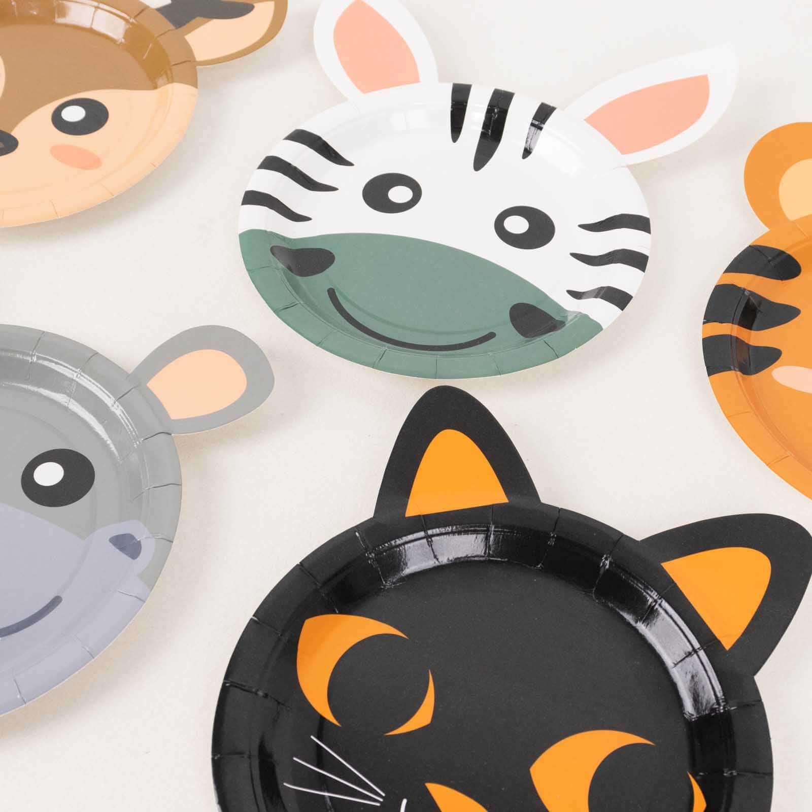 Set of 25 Paper Round Plates 7" Assorted Animal Print - 300GSM Disposable Appetizer Dessert Party Plates for Jungle Safari Themed Events - Image 2