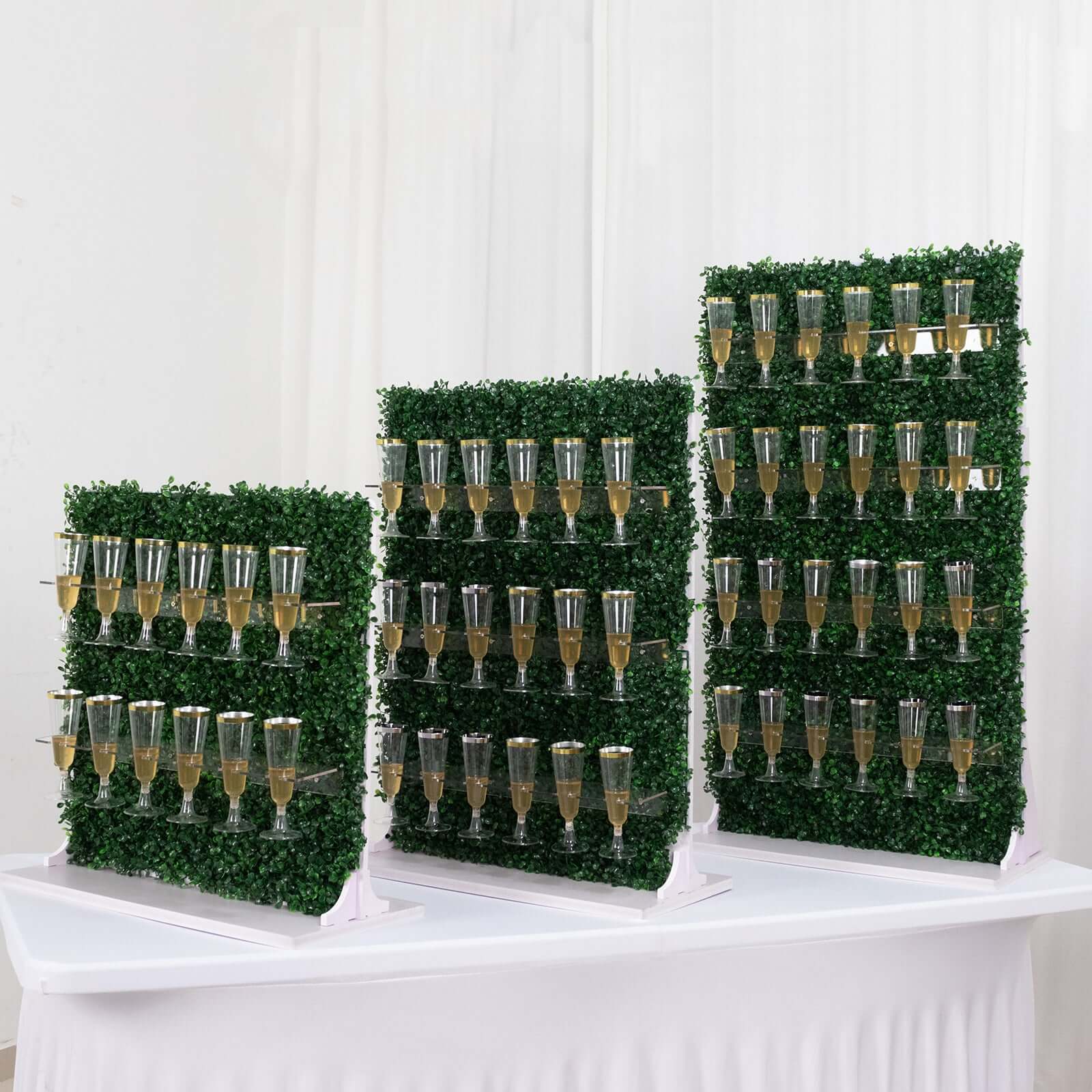 Set of 3 Champagne Wall Glass Holder 24", 33", 42" Green - Image 4
