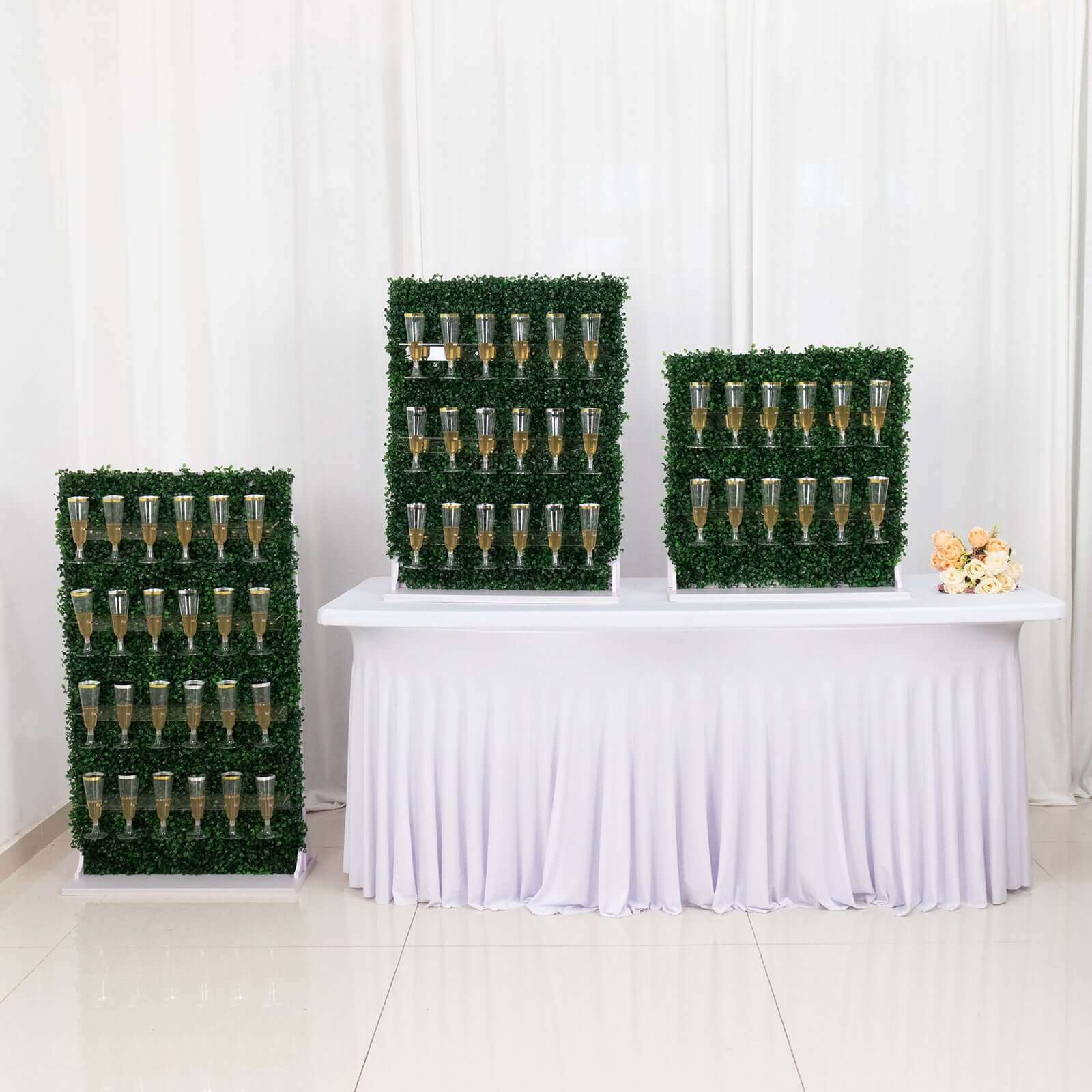 Set of 3 Champagne Wall Glass Holder 24", 33", 42" Green - Image 5
