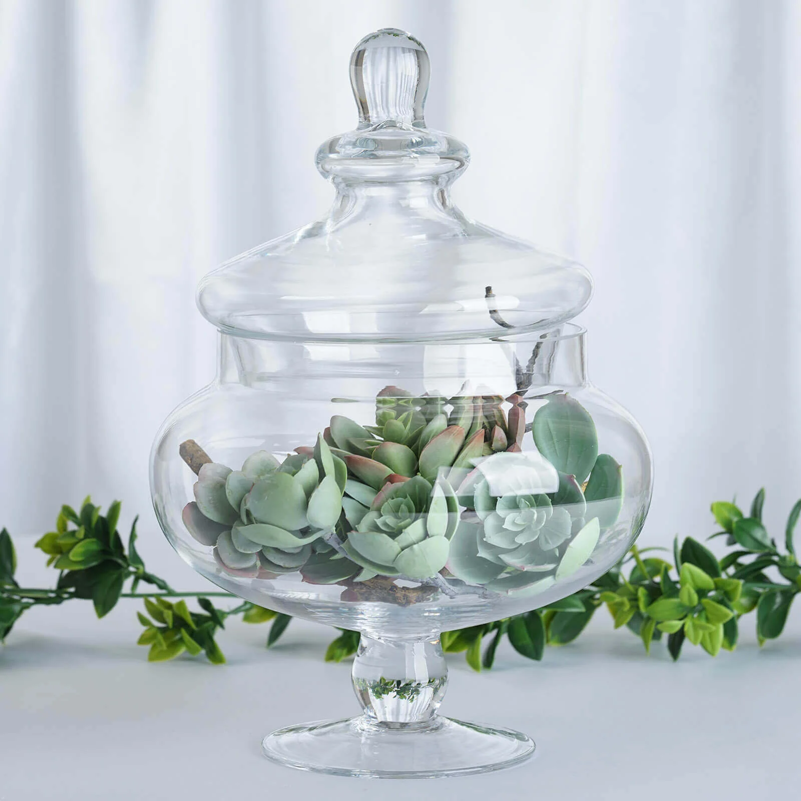 Set of 3 Clear Glass Candy Jars 10"/12"/14" Pedestal Apothecary Design with Snap-On Lids - Party Favor Containers for Events - Image 8