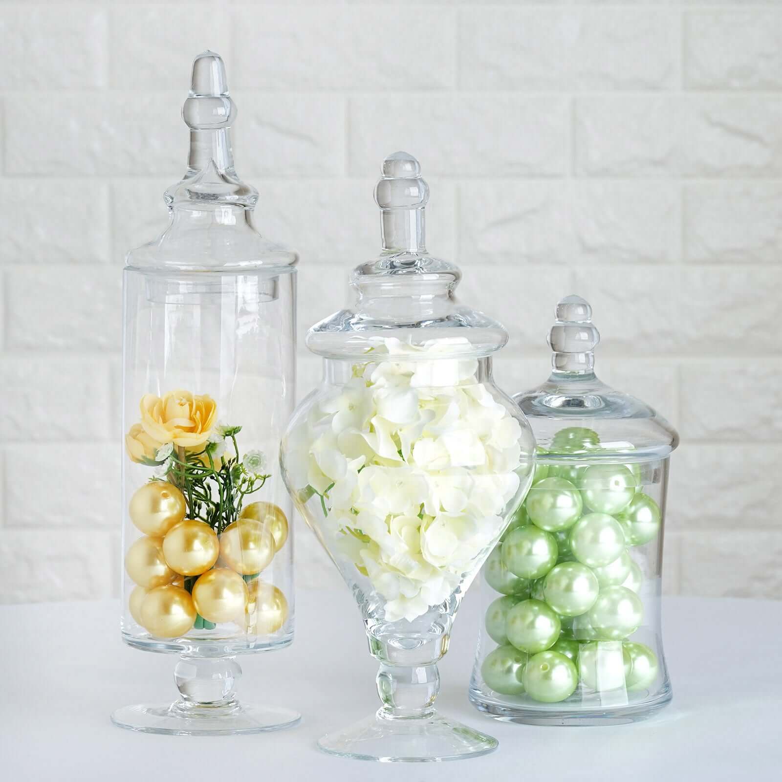 Set of 3 Clear Glass Candy Jars 9"/13"/14" Modern Apothecary Design with Snap-On Lids - Party Favor Containers for Events - Image 8
