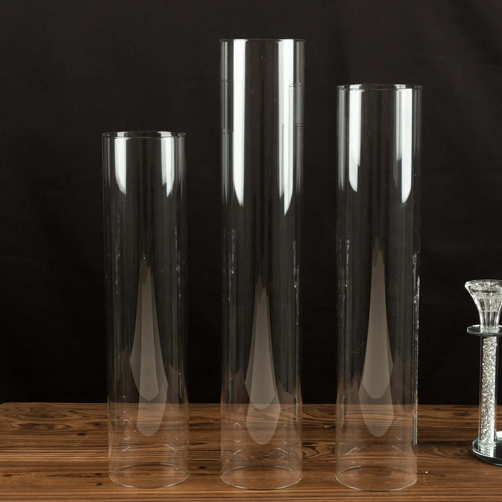 Set of 3 Glass Candle Sleeves Hurricane Shades 15", 17", 19" Clear - Versatile 3.5" Wide Pillar Candle Holders Table Centerpiece for Events - Image 2