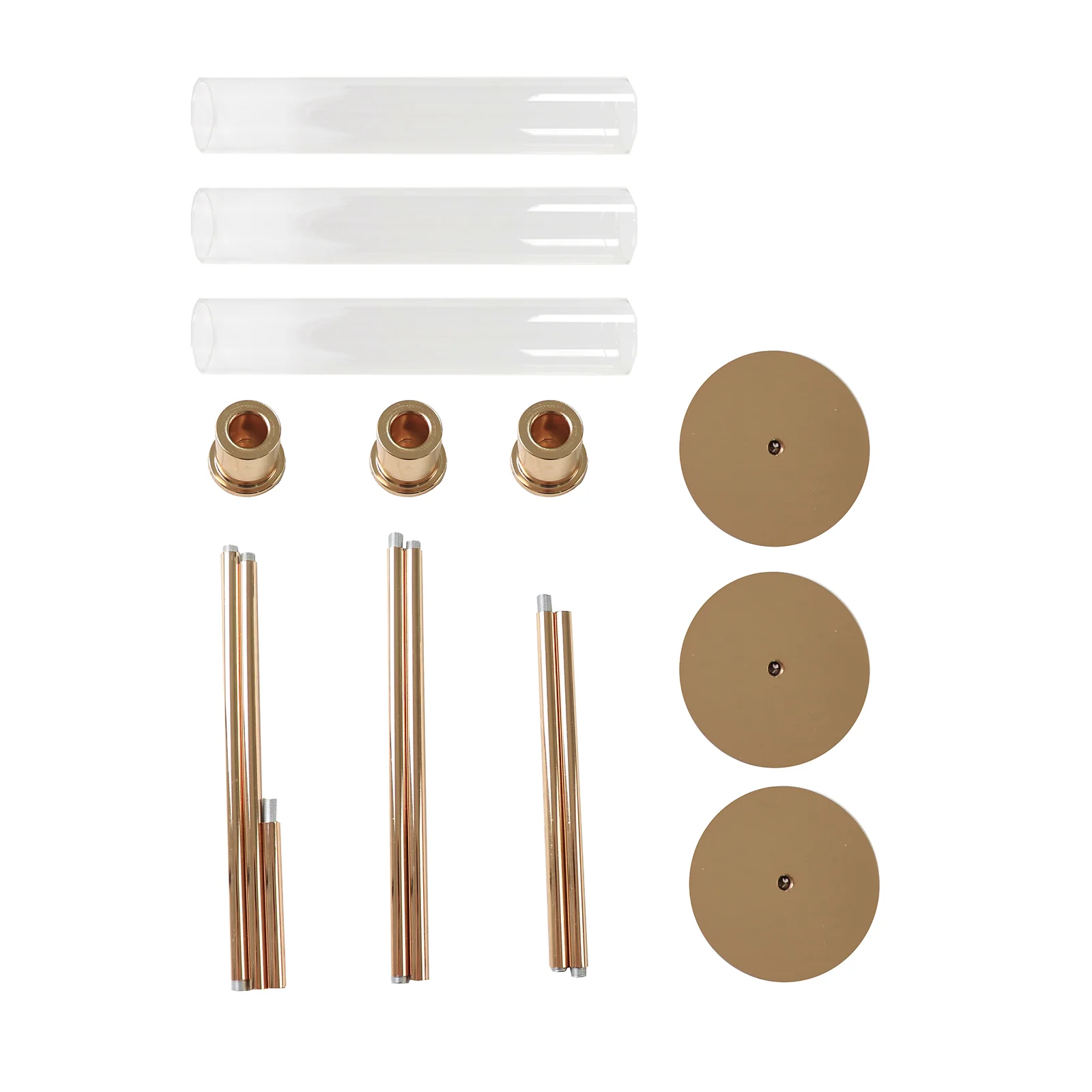 Set of 3 Gold Metal Taper Candle Holders with Hurricane Glass Shades – Modern Minimalist Candlestick Stands – 28", 32", 36" - Image 5