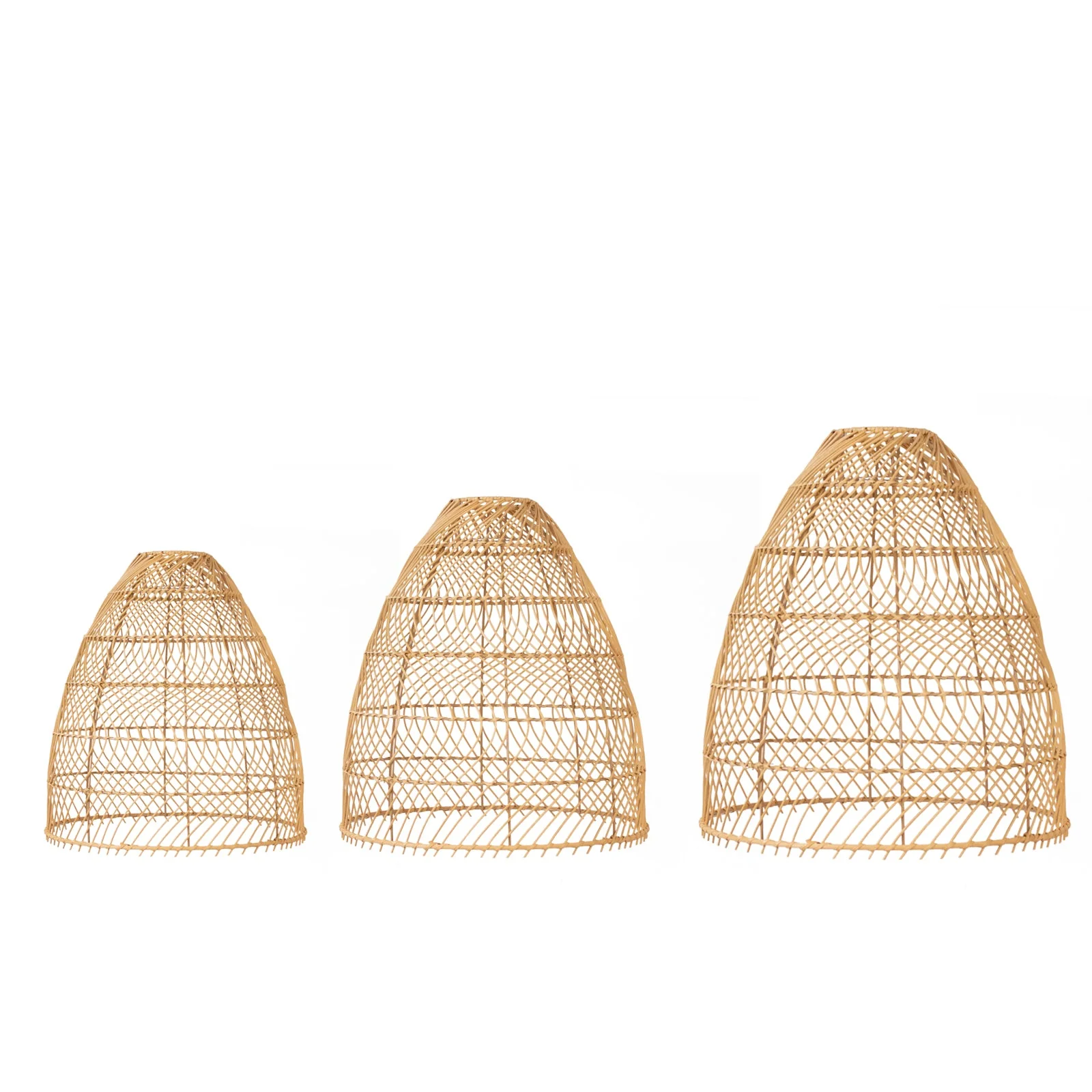 Set of 3 Handwoven Rattan Pendant Light Shades – Boho Natural Cone Lampshade Covers – 16", 18", 20" Tall – Shades Only - Image 6