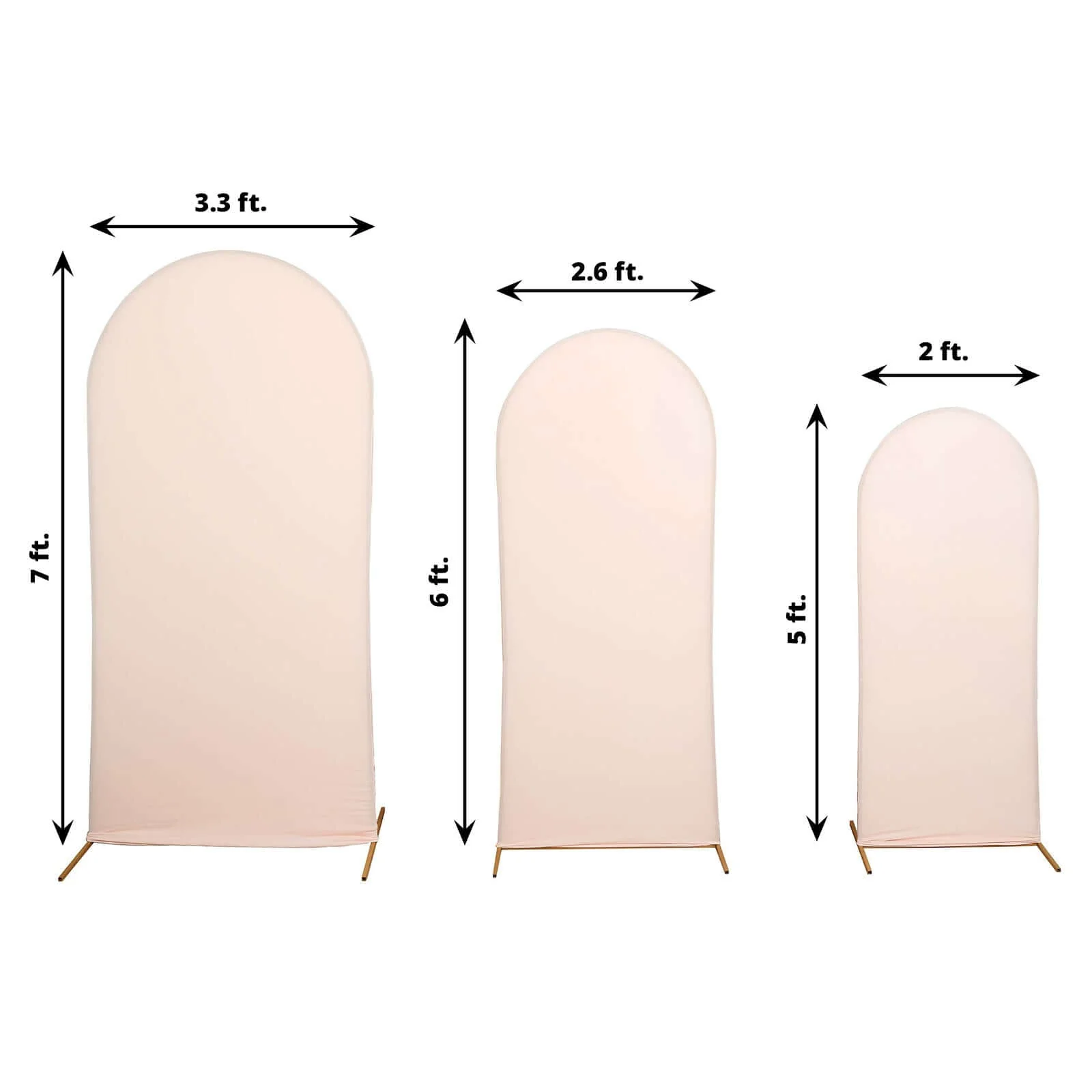Set of 3 Matte Blush Spandex Fitted Wedding Arch Covers For Round Top Chiara Backdrop Stands 5ft, 6ft, 7ft - Image 3