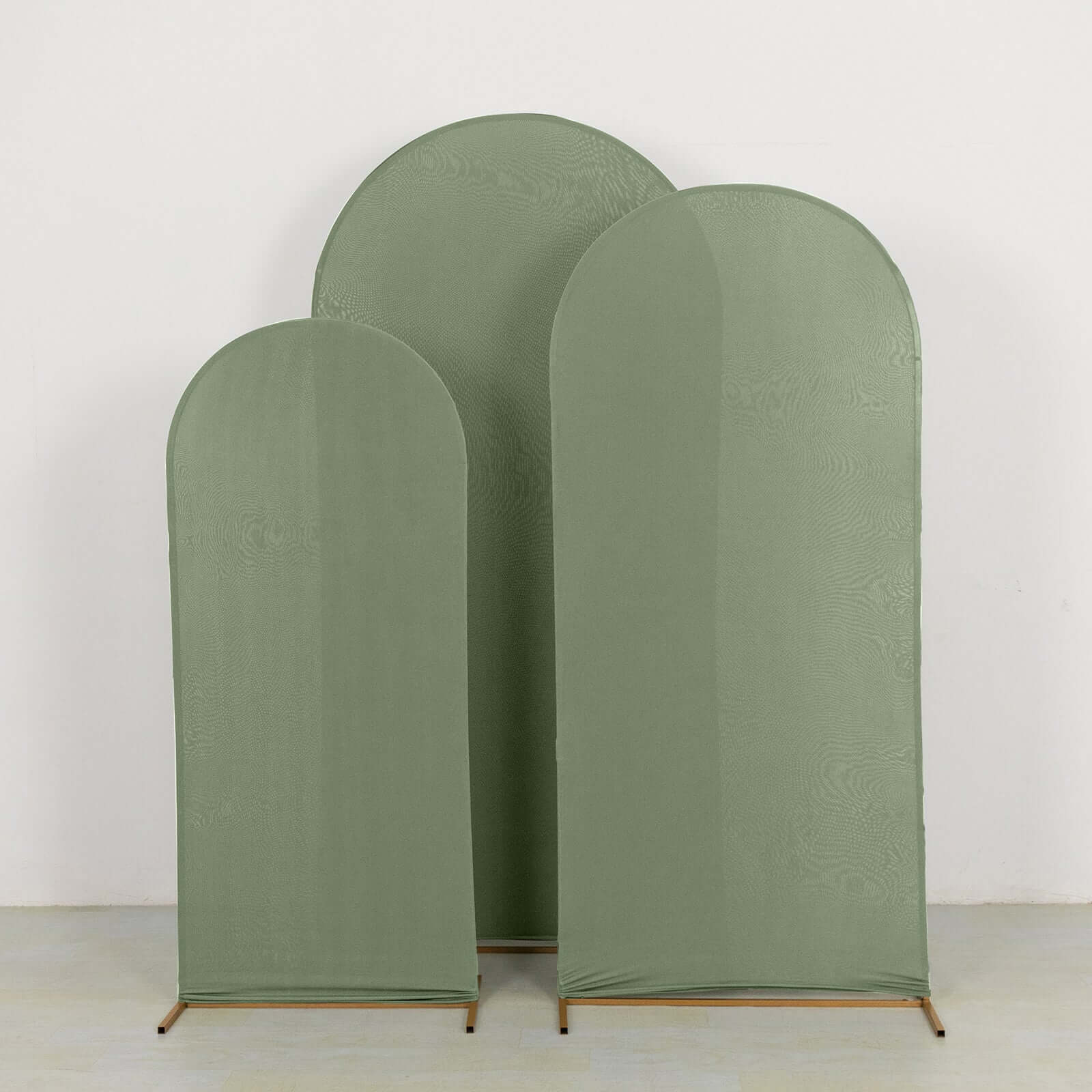 Set of 3 Matte Dusty Sage Green Spandex Fitted Wedding Arch Covers For Round Top Chiara Backdrop Stands 5ft, 6ft, 7ft - Image 7