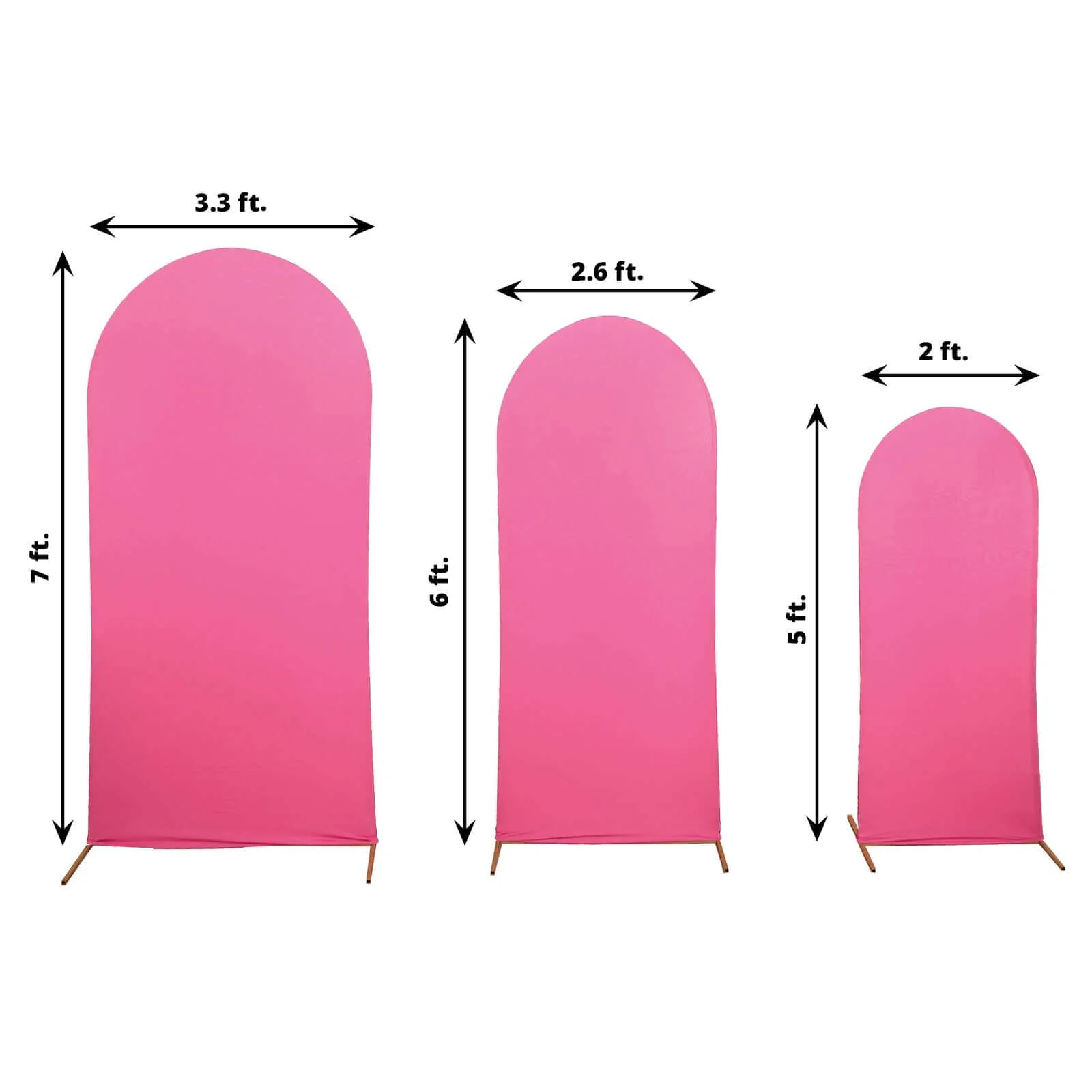 Set of 3 Matte Fuchsia Spandex Fitted Wedding Arch Covers For Round Top Chiara Backdrop Stands 5ft, 6ft, 7ft - Image 3
