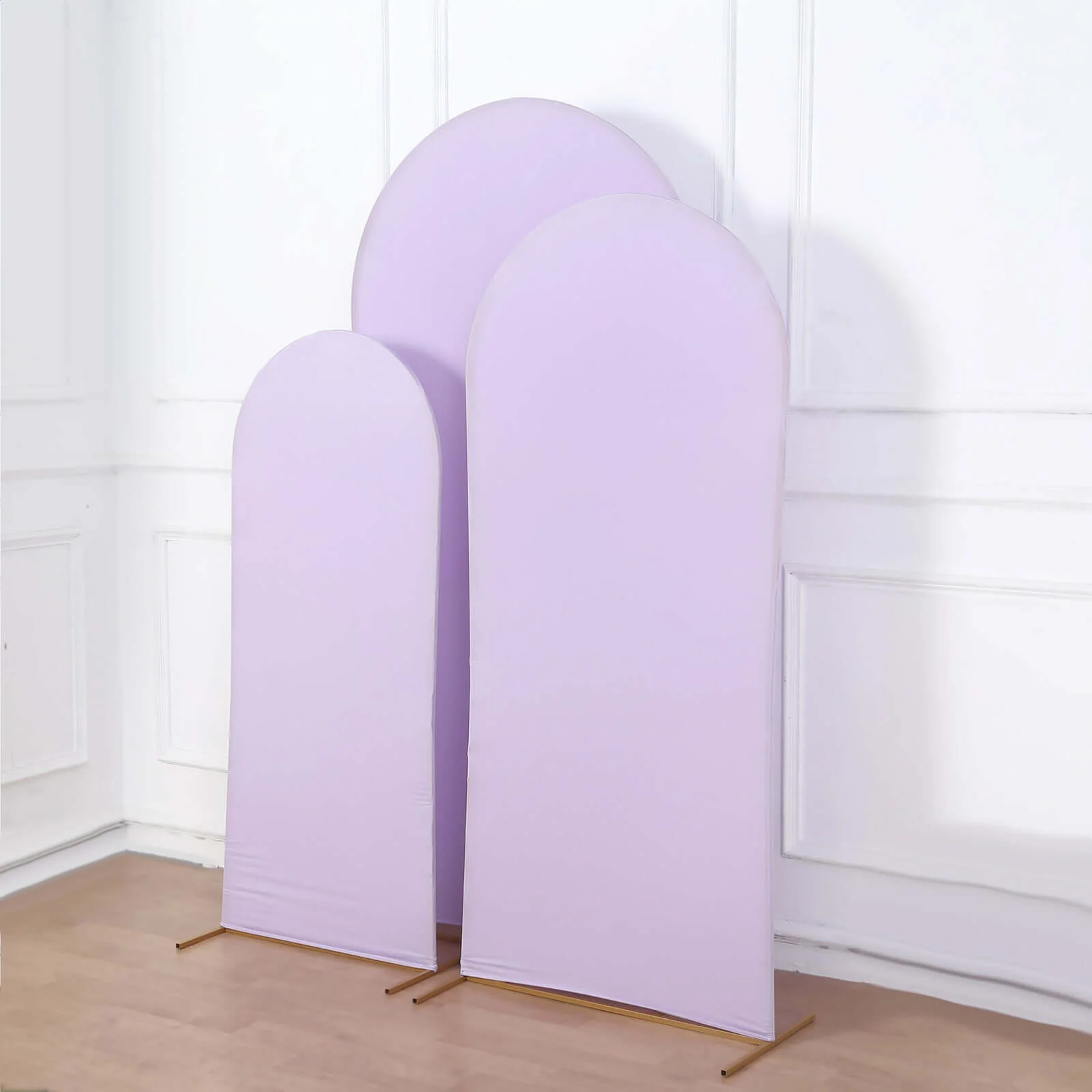 Set of 3 Matte Lavender Lilac Spandex Fitted Wedding Arch Covers For Round Top Chiara Backdrop Stands 5ft, 6ft, 7ft - Image 6
