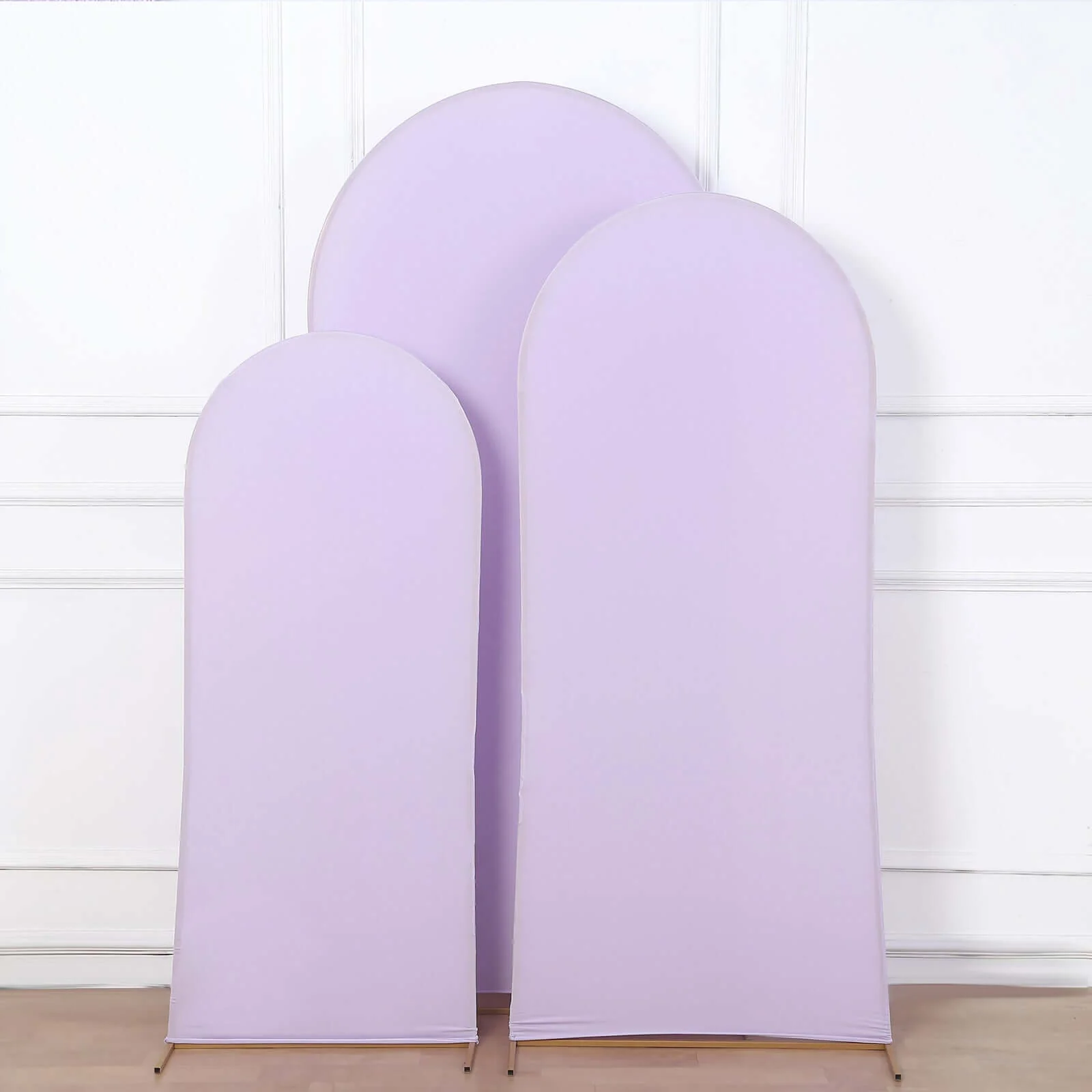 Set of 3 Matte Lavender Lilac Spandex Fitted Wedding Arch Covers For Round Top Chiara Backdrop Stands 5ft, 6ft, 7ft - Image 7