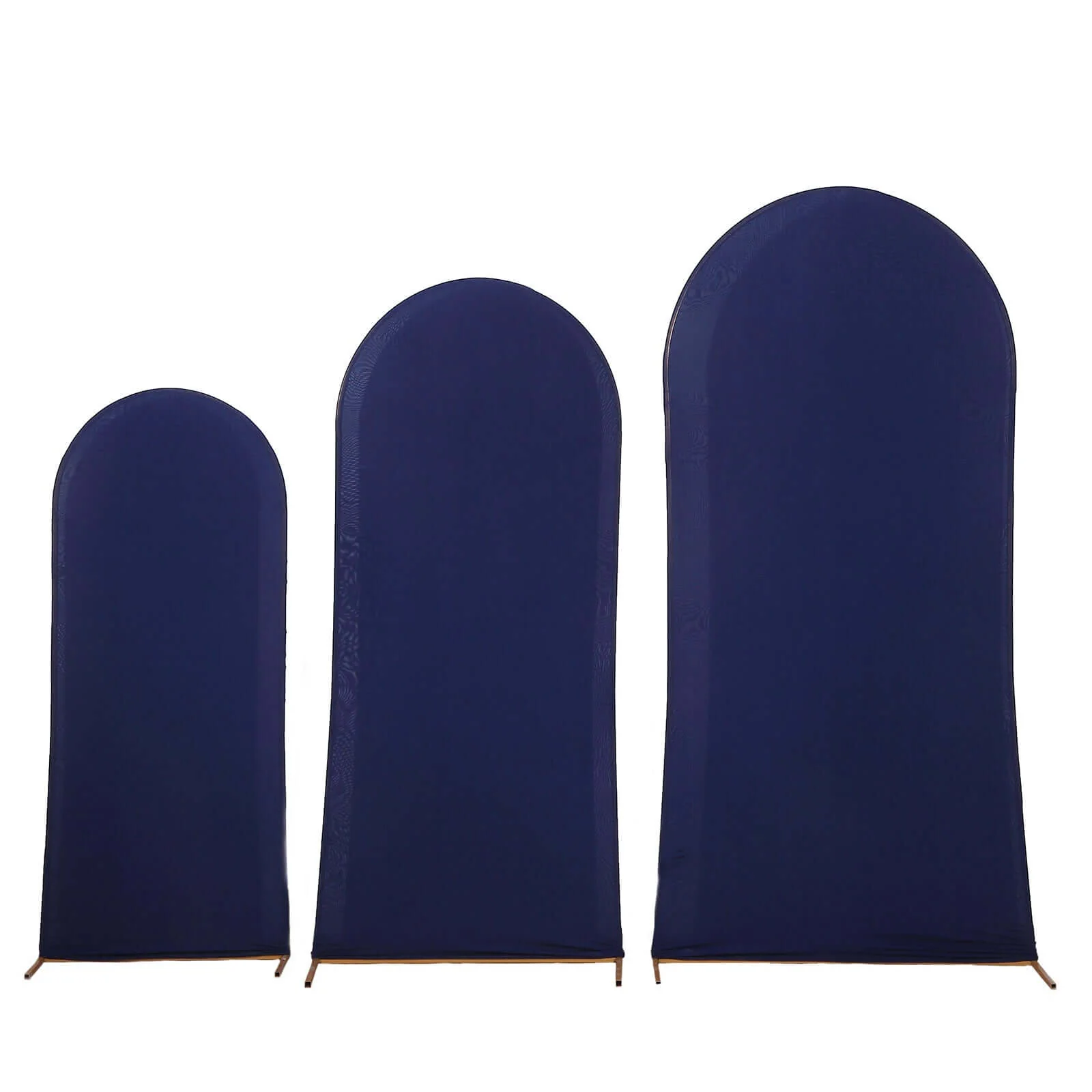 Set of 3 Matte Navy Blue Spandex Fitted Wedding Arch Covers For Round Top Chiara Backdrop Stands 5ft, 6ft, 7ft - Image 6
