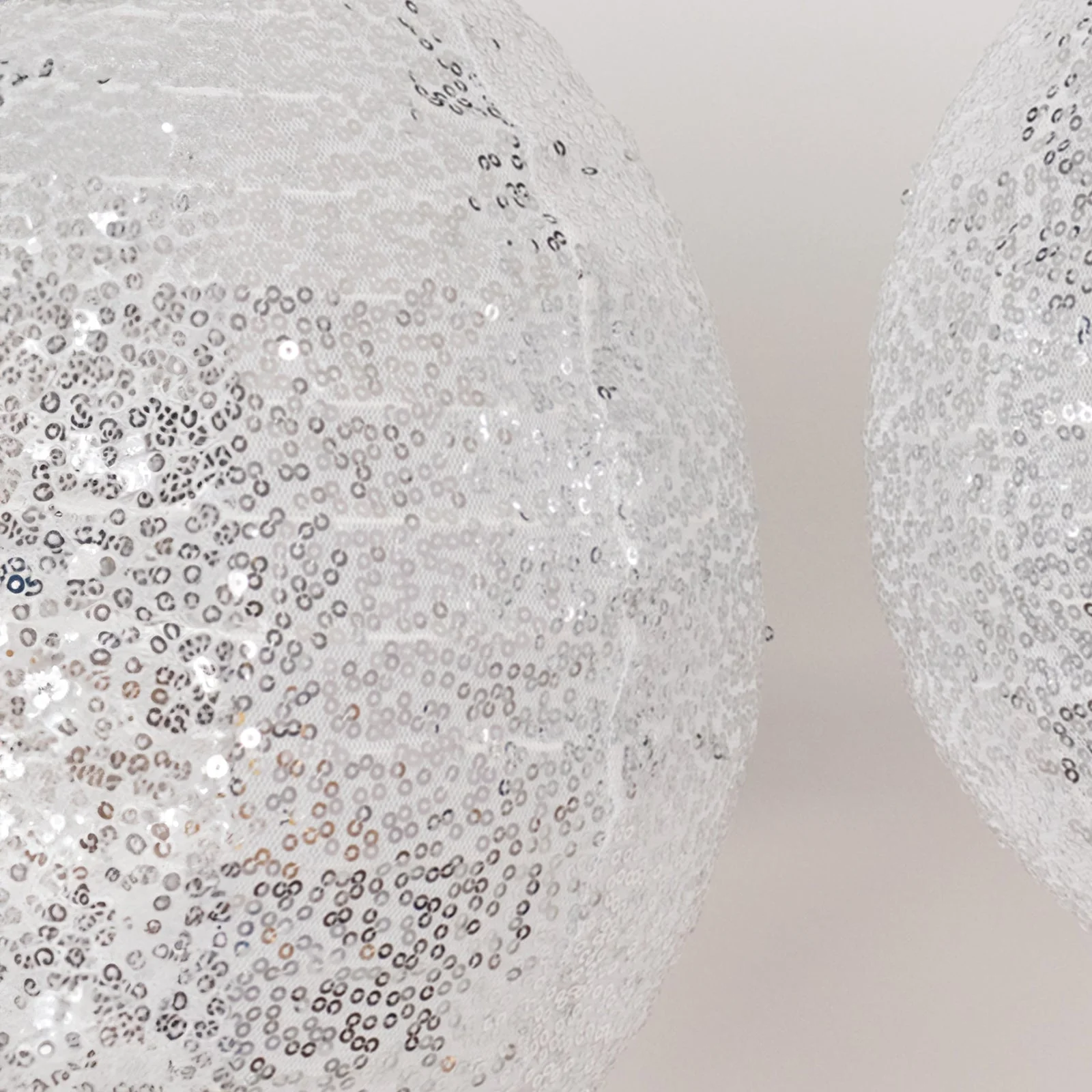 Set of 3 Shimmer Silver Sequin Fabric Hanging Lanterns, Decorative Round Foldable Chinese Lantern Lampshades - 8",10",12" - Image 8