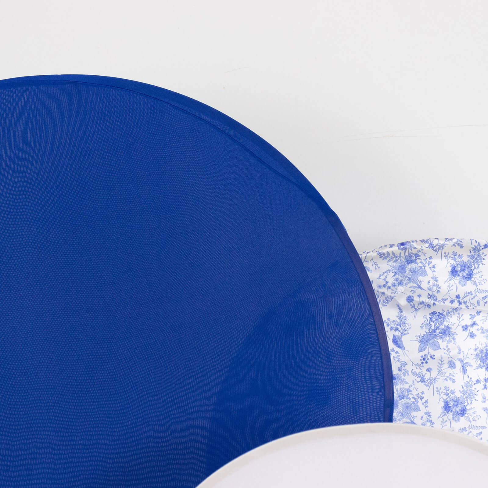 Set of 3 White Blue Fitted Backdrop Stand Covers with Round Top, French Toile Pattern and Matte Spandex Wedding Arch Frame Covers - Image 6
