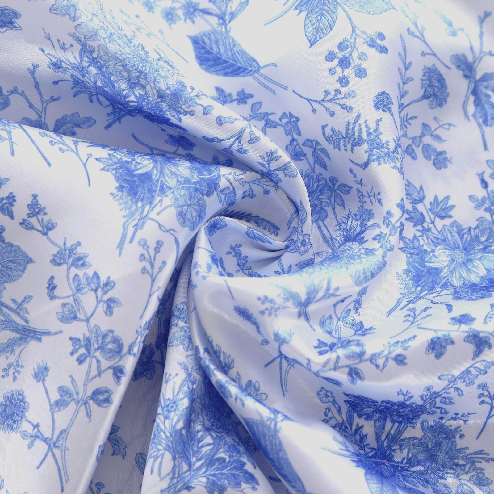 Set of 3 White Blue Satin Chiara Backdrop Stand Covers in French Toile Floral Pattern, Fitted Covers For Round Top Wedding Arches - 5ft,6ft,7ft - Image 8