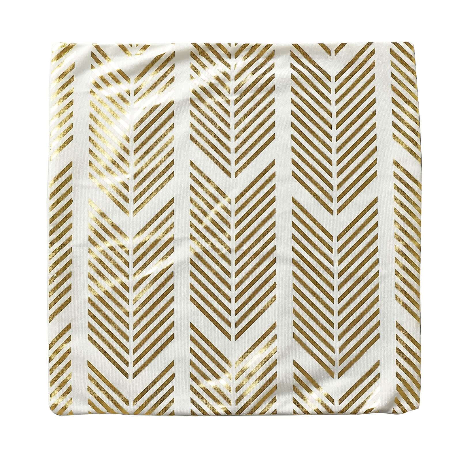 Set Of 4 White/Gold Foil Geometric Print Throw Pillow Covers, Velvet Square Sofa Cushion Covers 18" - Image 12