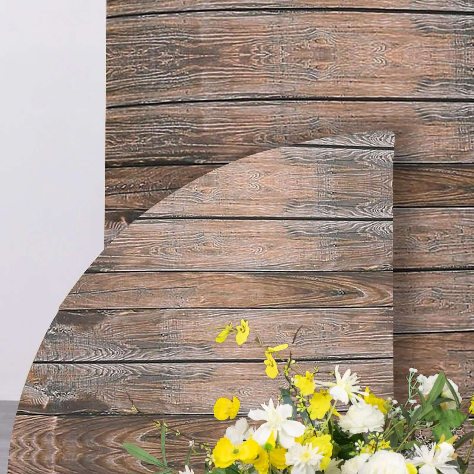 Set of 4 Brown Spandex Chiara Backdrop Stand Covers With Rustic Wood Print, Fitted Covers For Half Moon Wedding Arches 2.5ft, 5ft, 6ft, 7ft - Image 10
