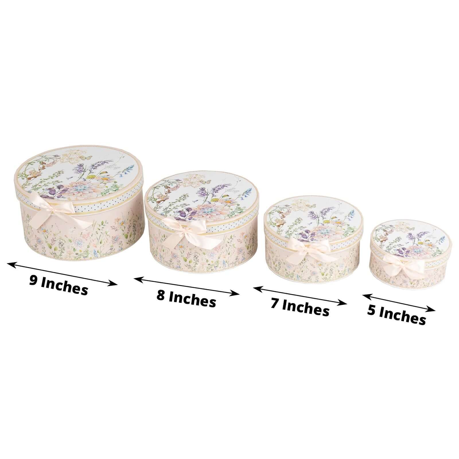 Set of 4 Cardstock Round Nesting Gift Boxes With Lids 5",7",8",9" - Image 3